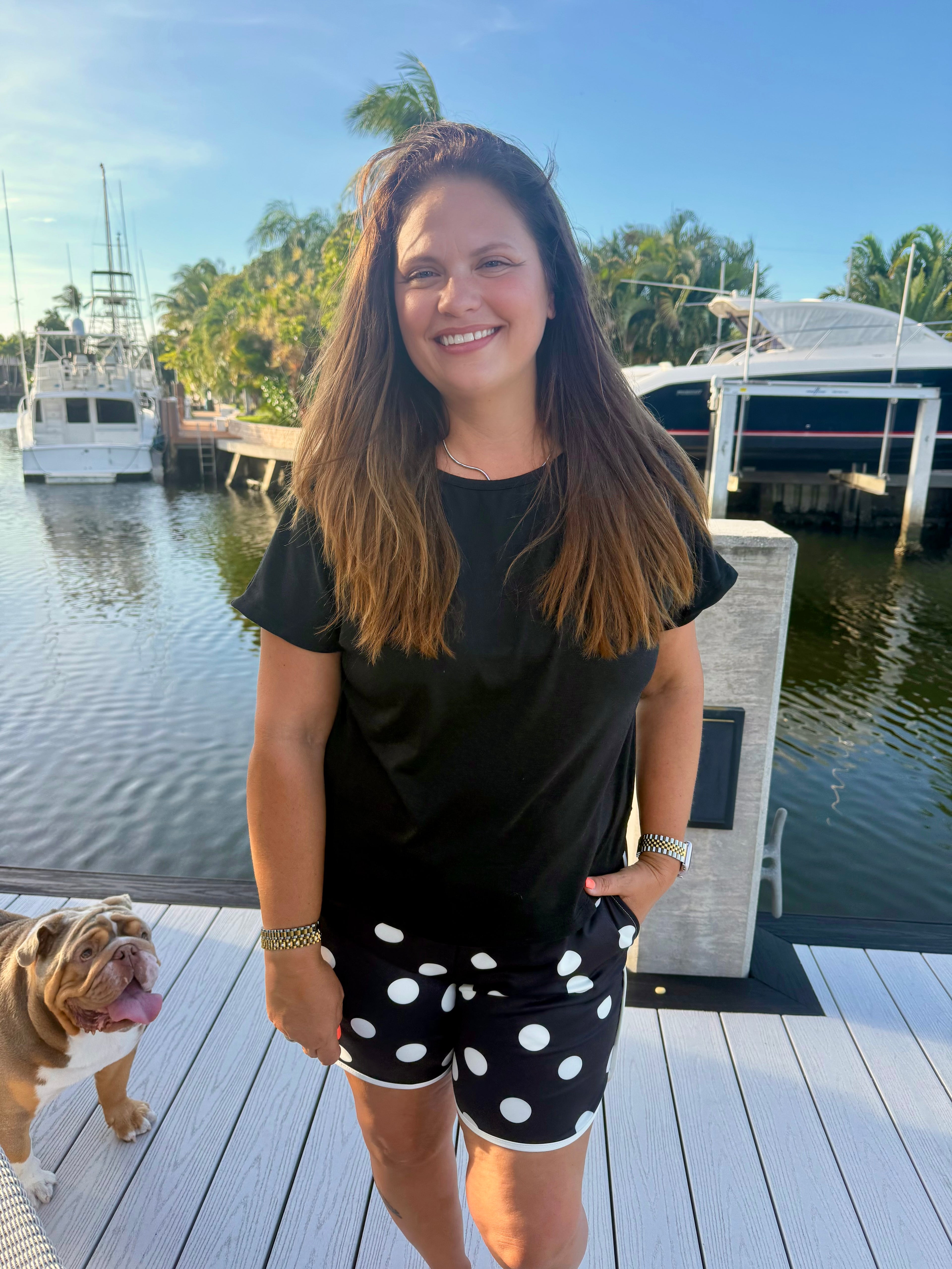 Polka Dot Posie Shorts - Long / Black by Sterling Kreek - BFF Here
