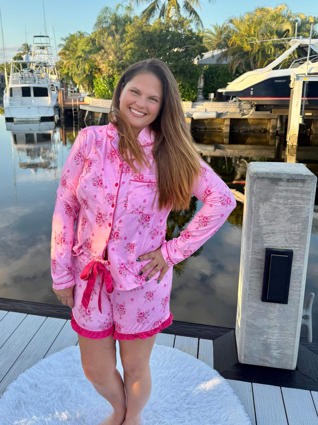 Blushing Blooms Ruffle Pajama Set by Jess Lea - BFF Here