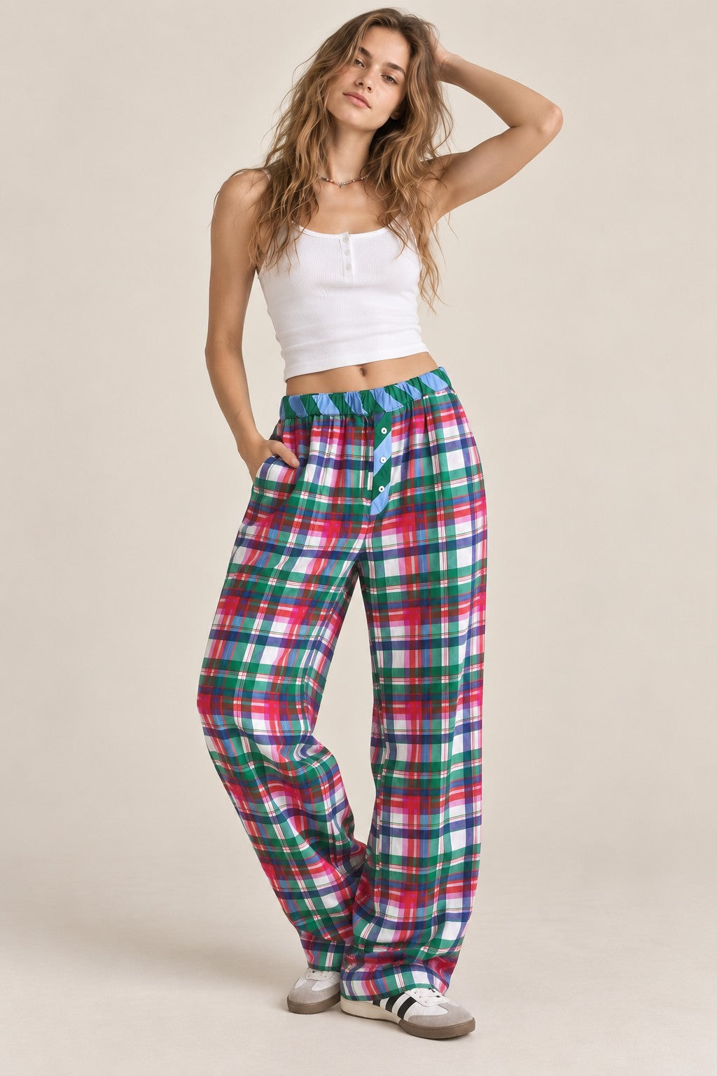 PREORDER: Plaid Wide Leg Lounge Pants / ARRAY by Jade by Jane (ETA: November)