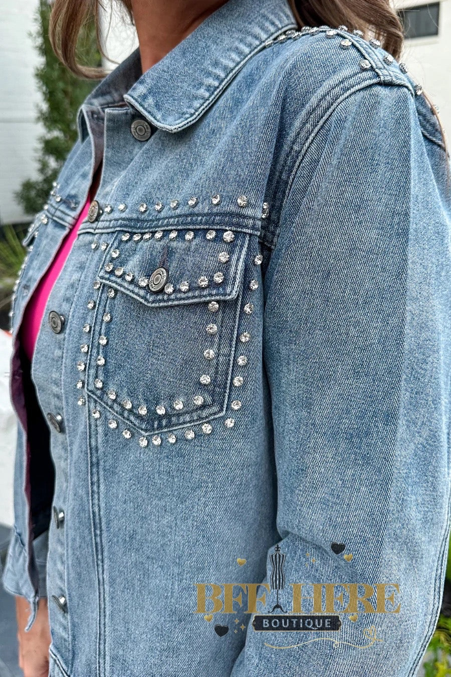 Stevie Rhinestone Denim Jacket by Jess Lea - BFF Here