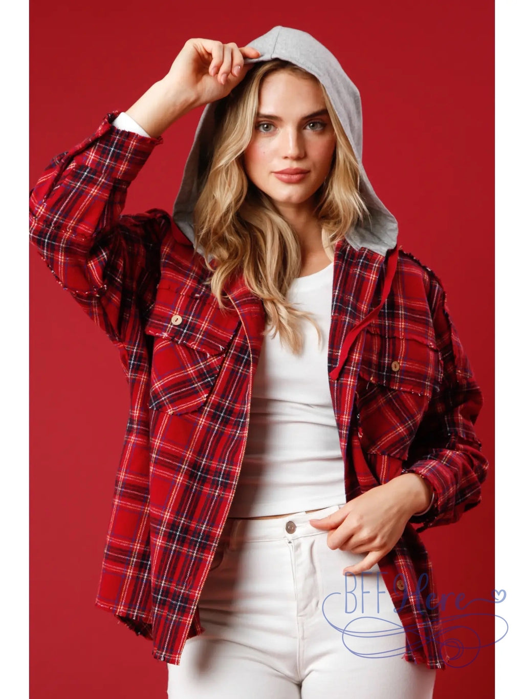 PREORDER: Rustic Glam Sequin Reindeer Plaid Flannel Shacket (Ships Beginning of November) - BFF Here