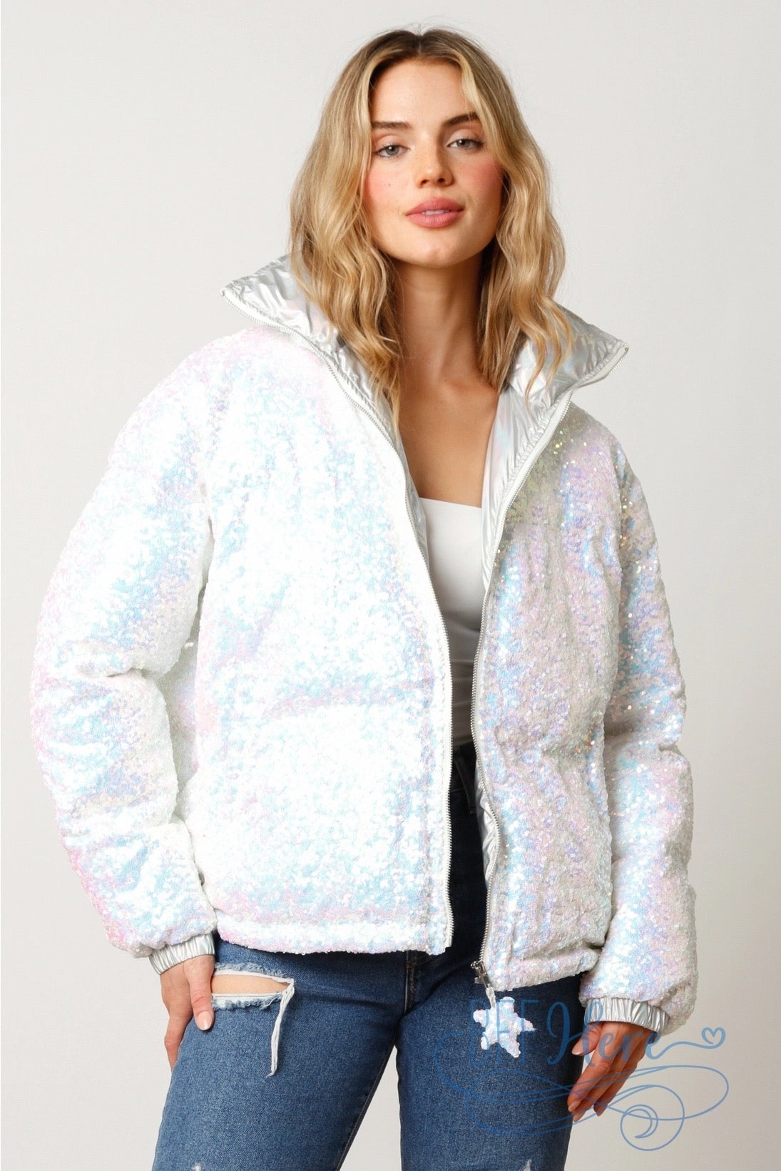 Sparkle Enchantment Sequin Puffer Jacket / Choice of Color - BFF Here