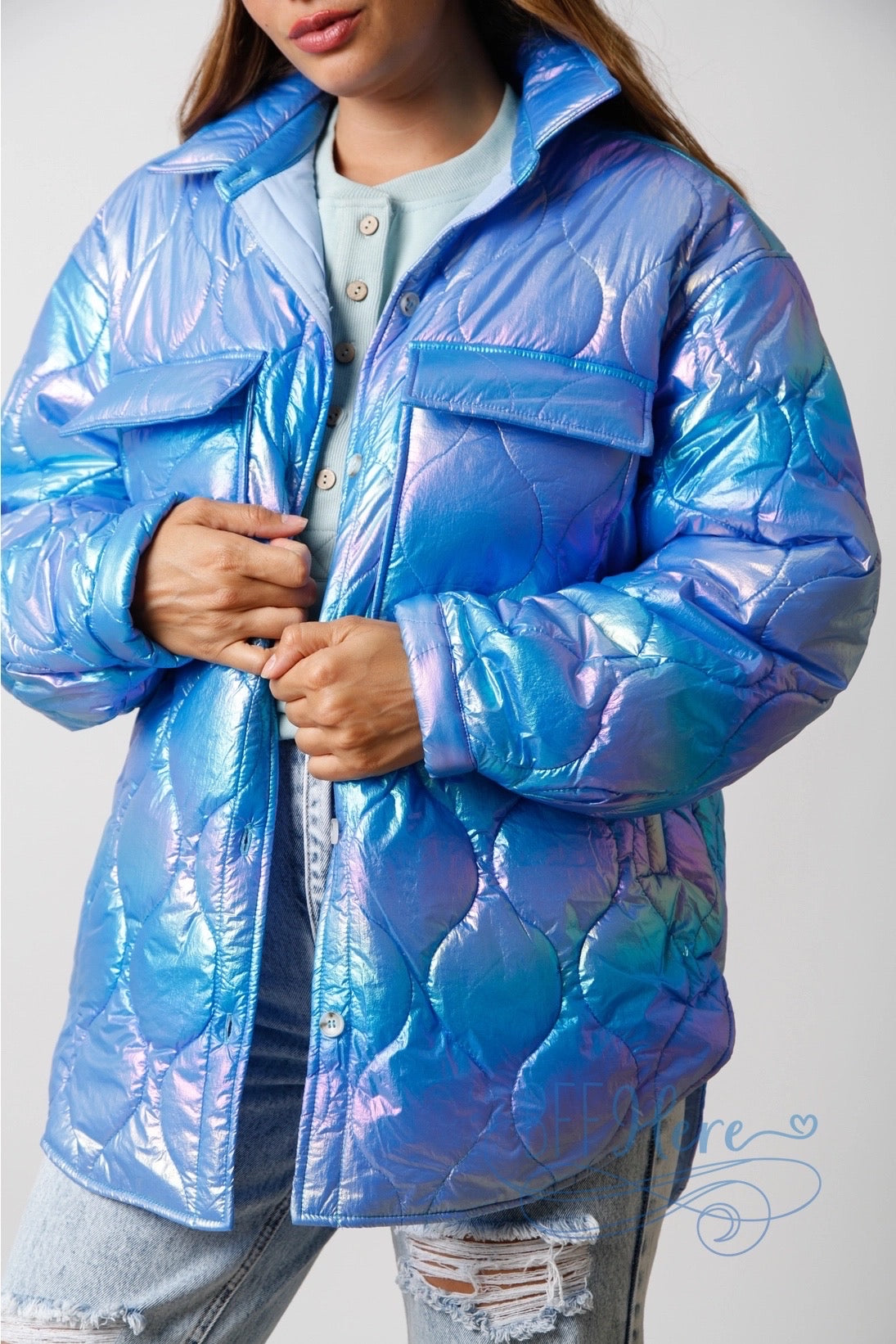 Mystical Glow Iridescent Puffer Jacket / Choice of Color - BFF Here