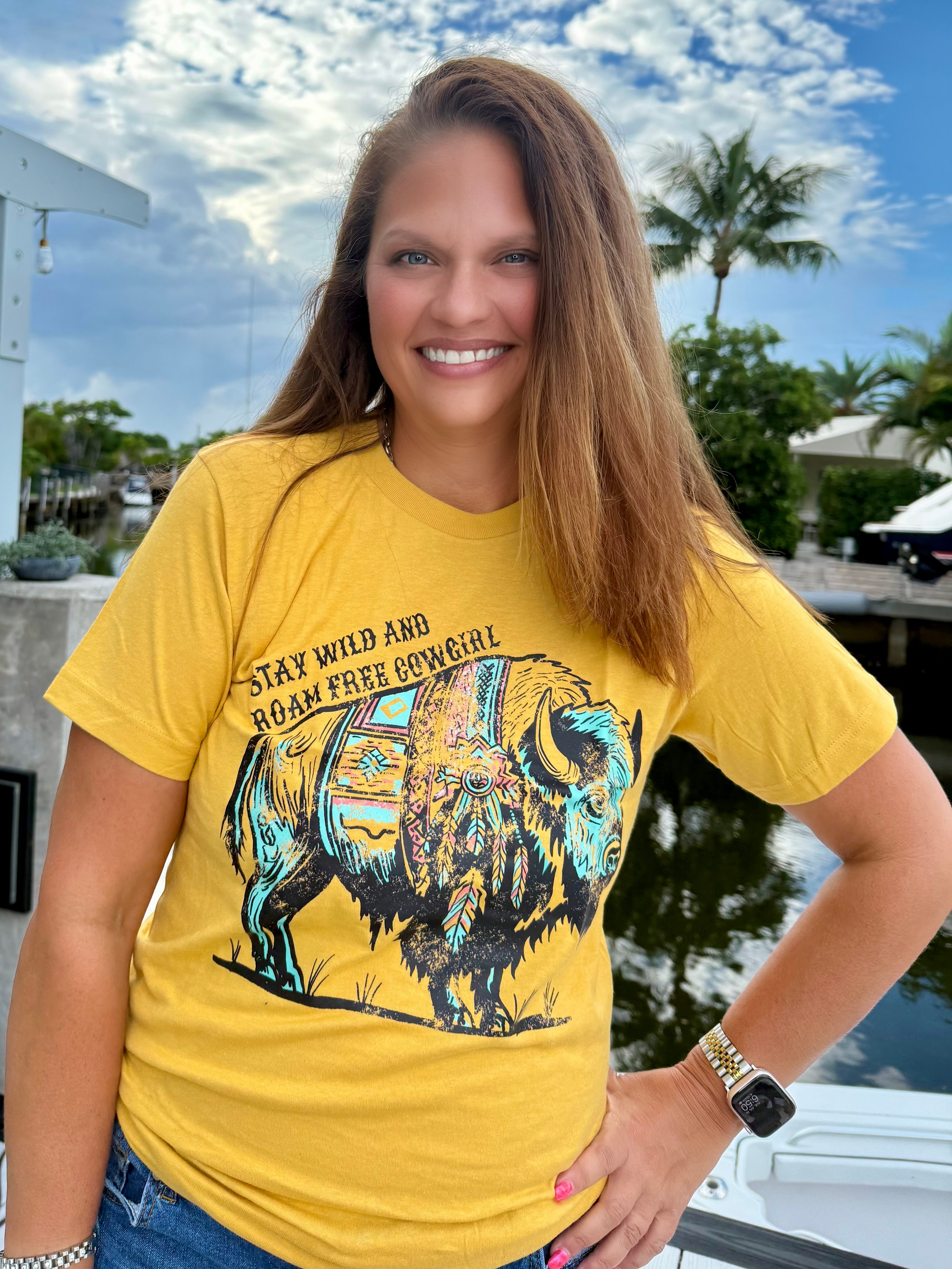 Stay Wild & Roam Free Cowgirl Tee - BFF Here