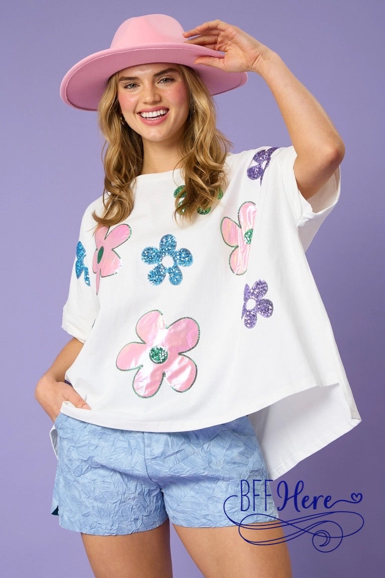 PREORDER: Whimsical Daisies: Comfy & Loose Floral Top (Ships Middle of February) - BFF Here