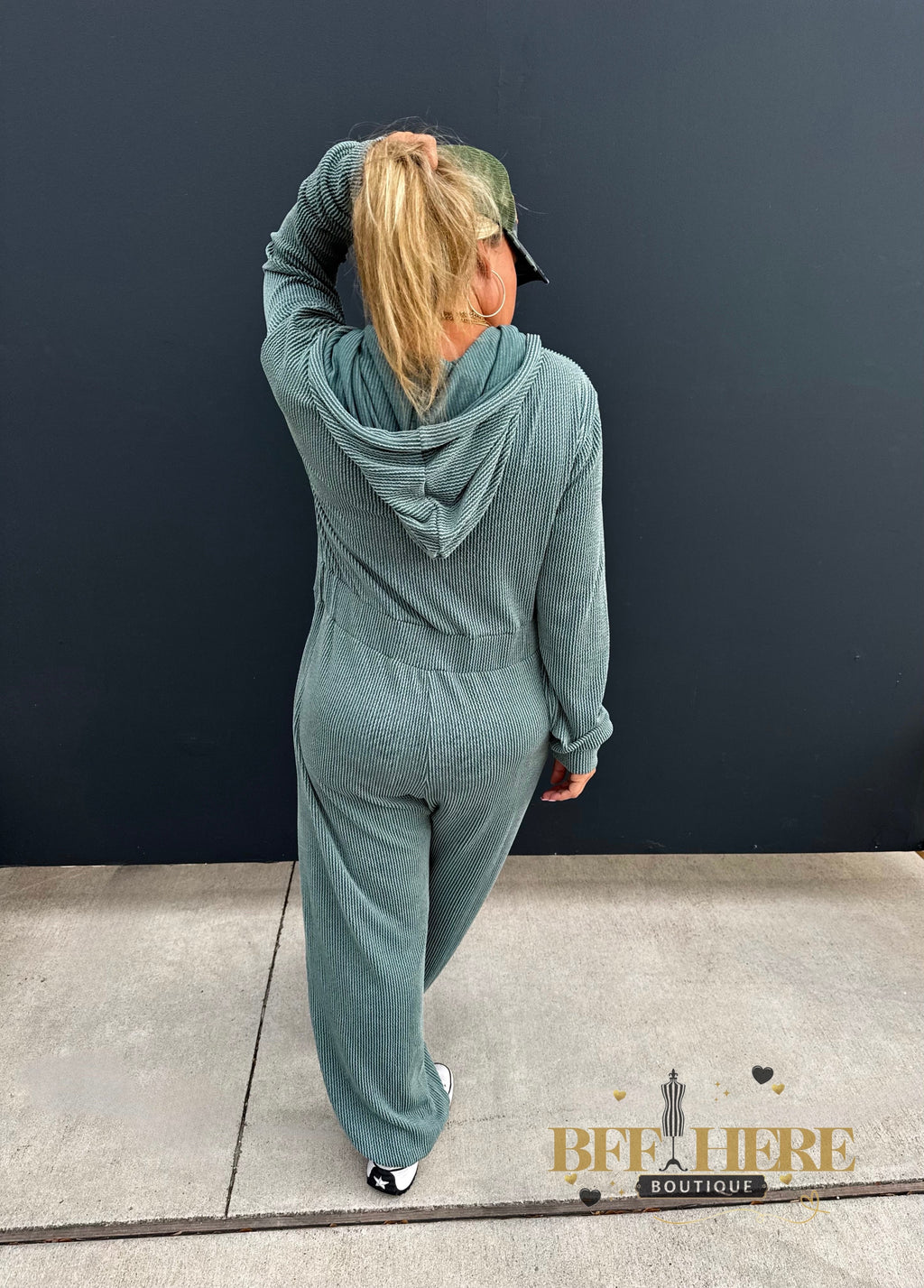 Hayden Ribbed Hoodie Jumpsuit by Blakeley - BFF Here