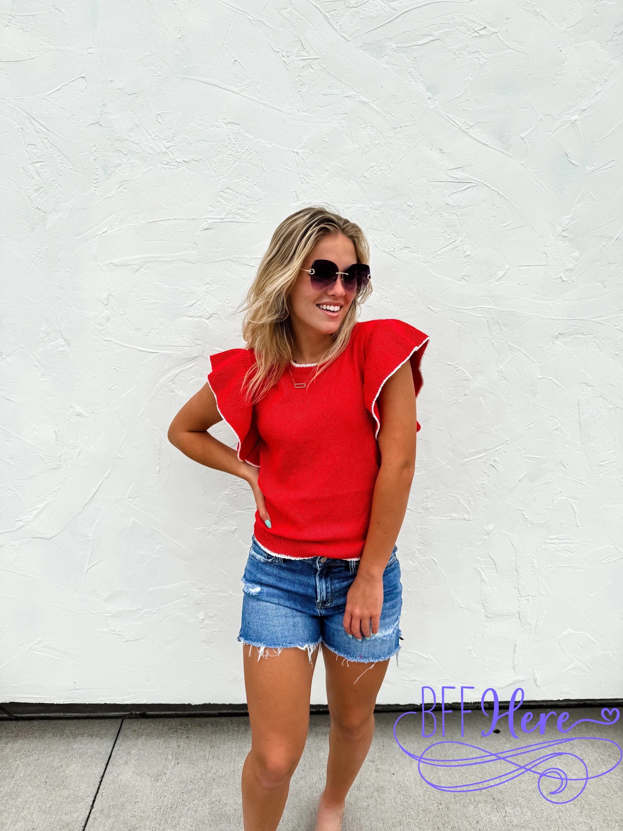 PREORDER: Chic Frills: Ruffle Sleeve Knit Top / Choice of Color by Jodifl (Ships Beginning of April) - BFF Here