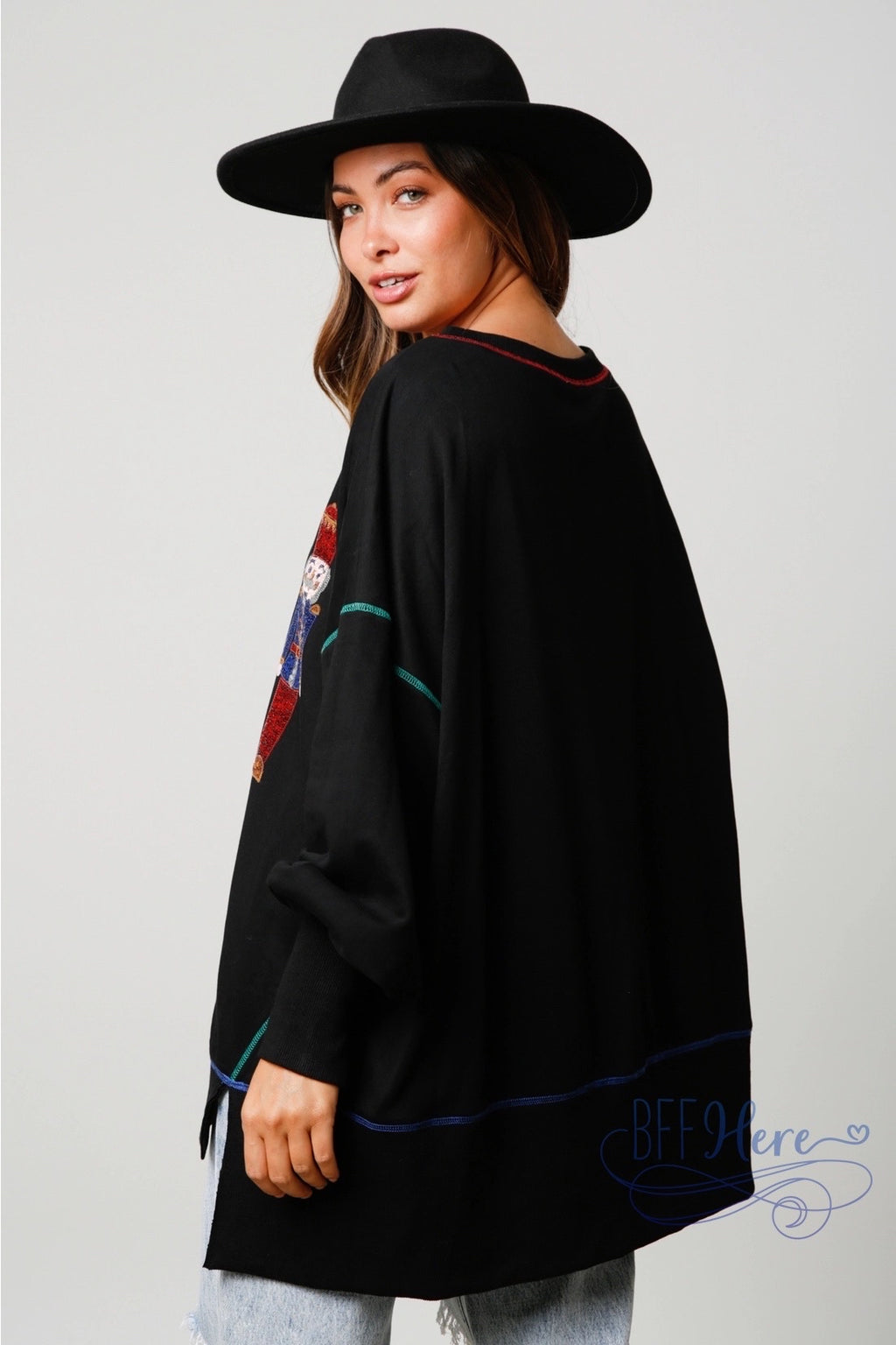 Sparkle in the Spotlight: Nutcracker Sequin Sweatshirt for Holiday Cheer / Choice of Color - BFF Here
