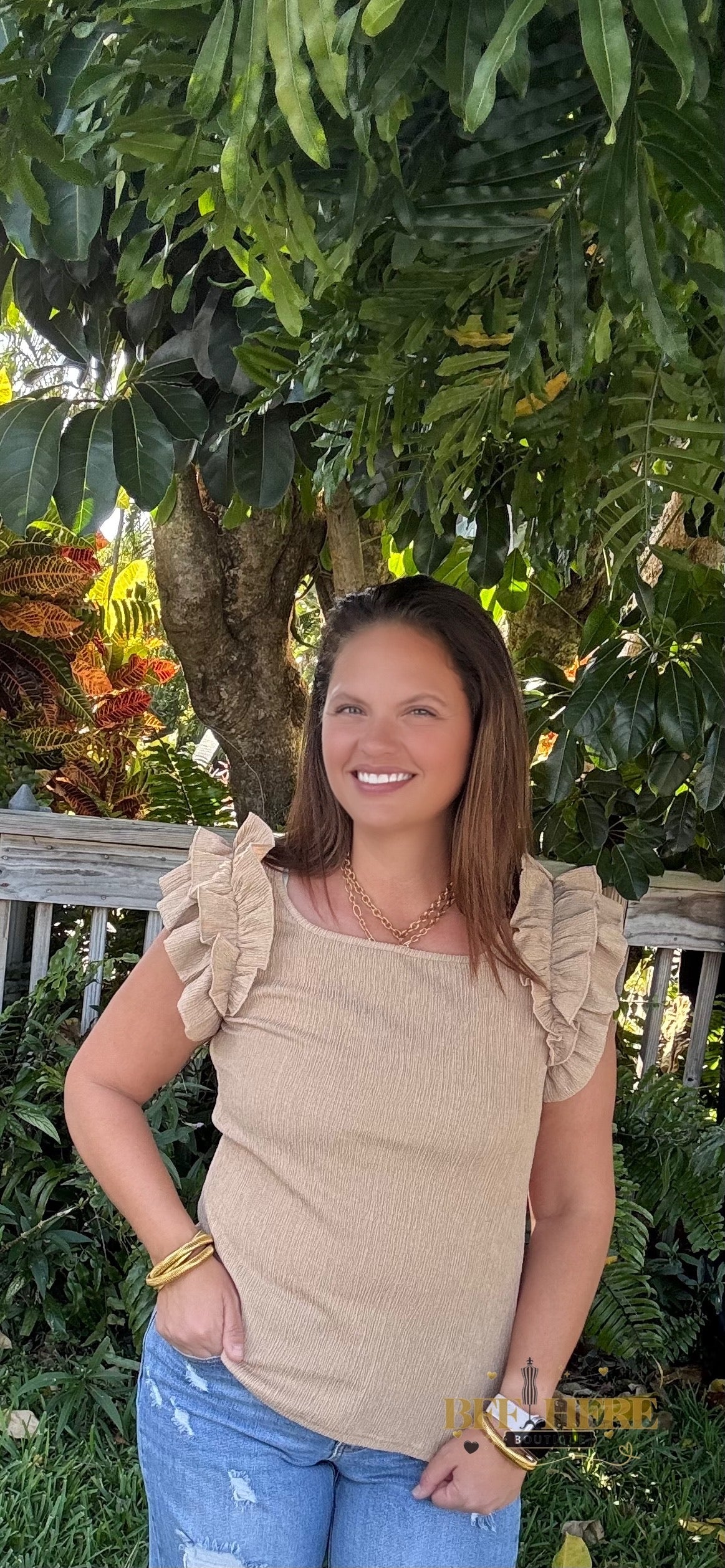 Ruffle Charm Textured Top - BFF Here