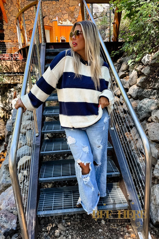 PREORDER: Kadie Stripe Knit Sweater / Choice Of Color by Blakeley (Ships End of October)