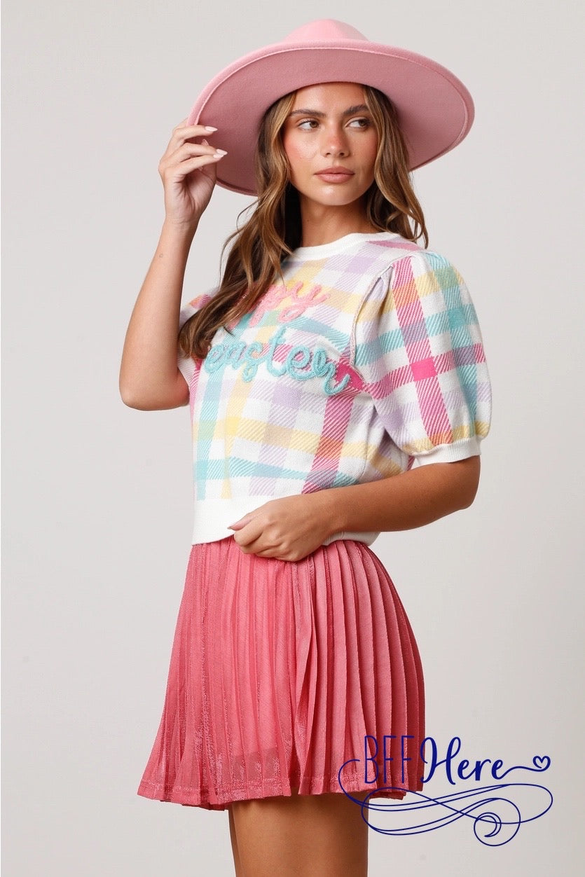 Egg-stra Cozy Gingham Easter Sweater - BFF Here