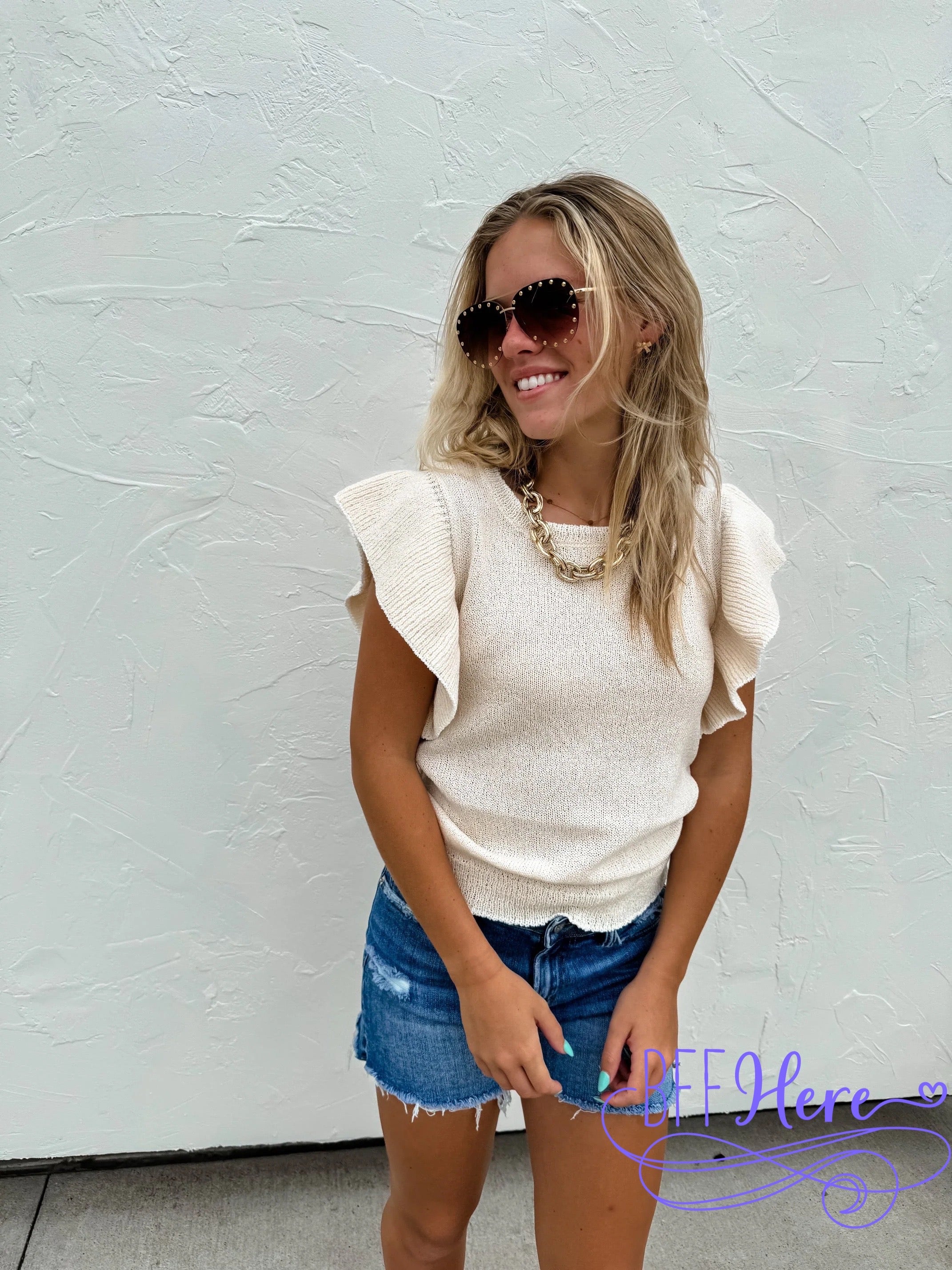 PREORDER: Chic Frills: Ruffle Sleeve Knit Top / Choice of Color by Jodifl (Ships Beginning of April) - BFF Here