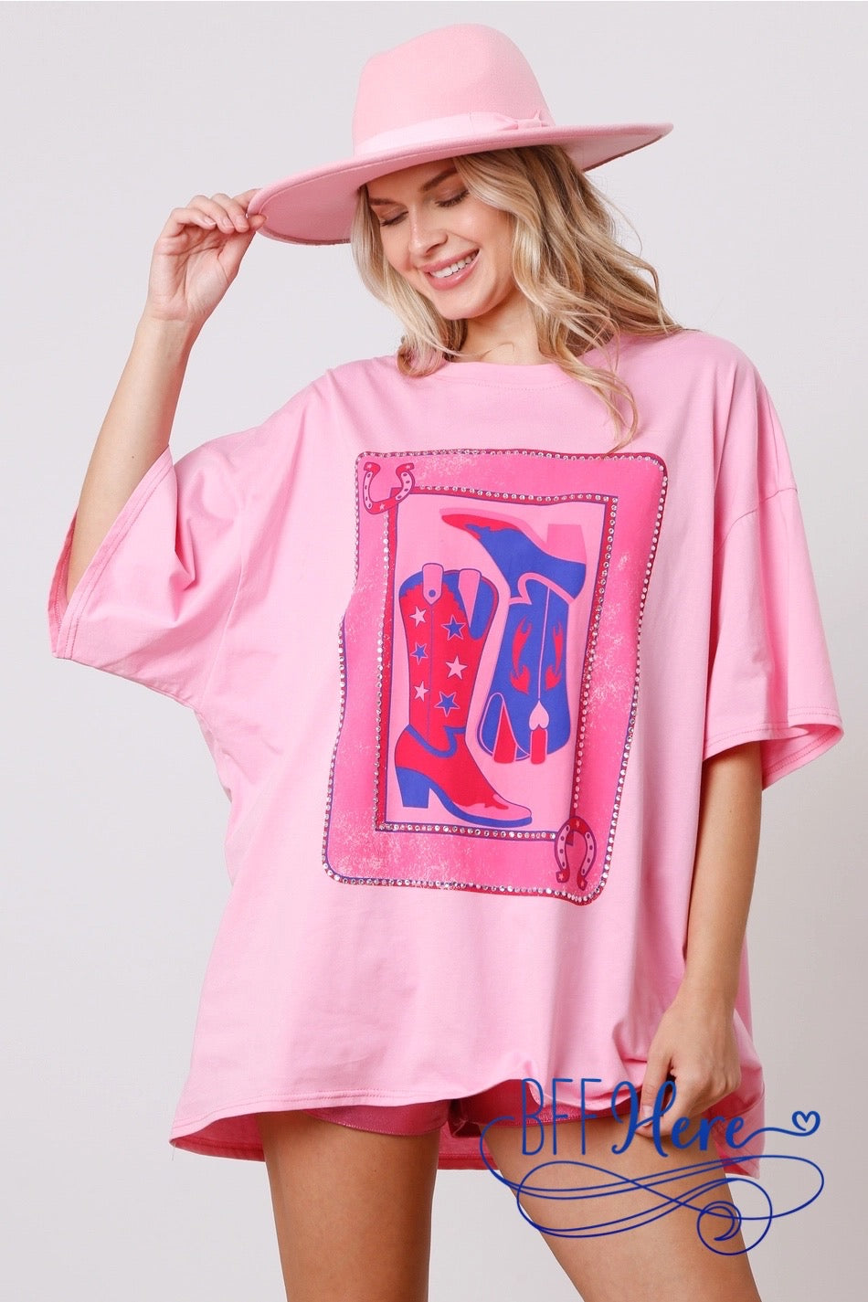 Cowgirl Kicks: The Boot-iful Card Print T-Shirt / Choice of Color - BFF Here