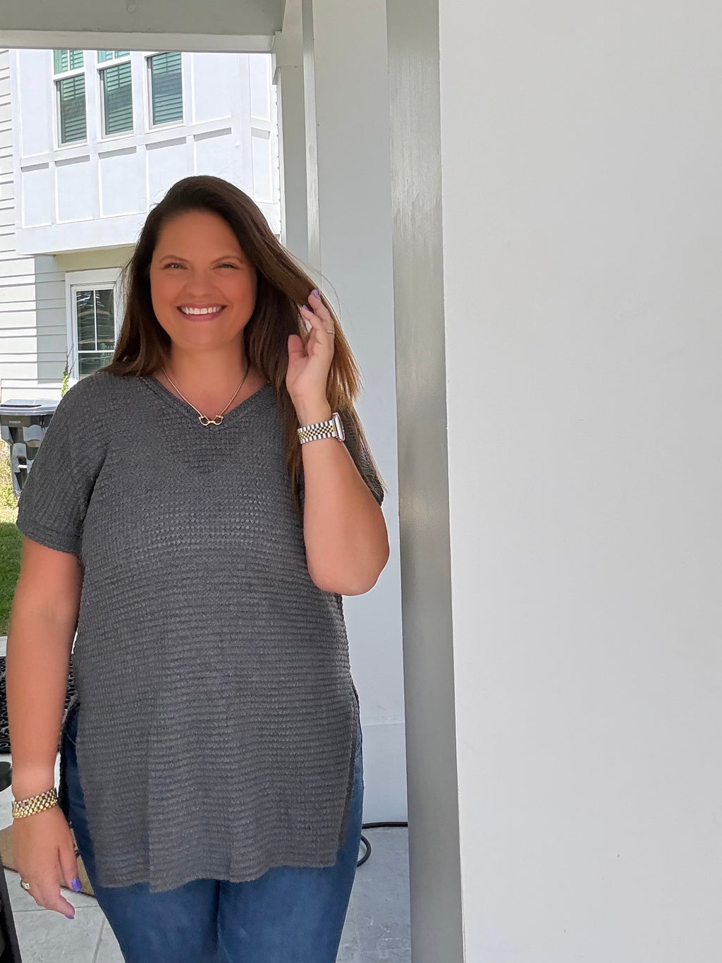 Charcoal V-Neck Tunic by HeimishUSA (ARRAY) — Ships 2-3 weeks - BFF Here