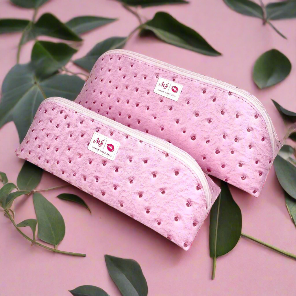 Blush Ostrich Joey Pouch Bundle by Makeup Junkie Bags - BFF Here