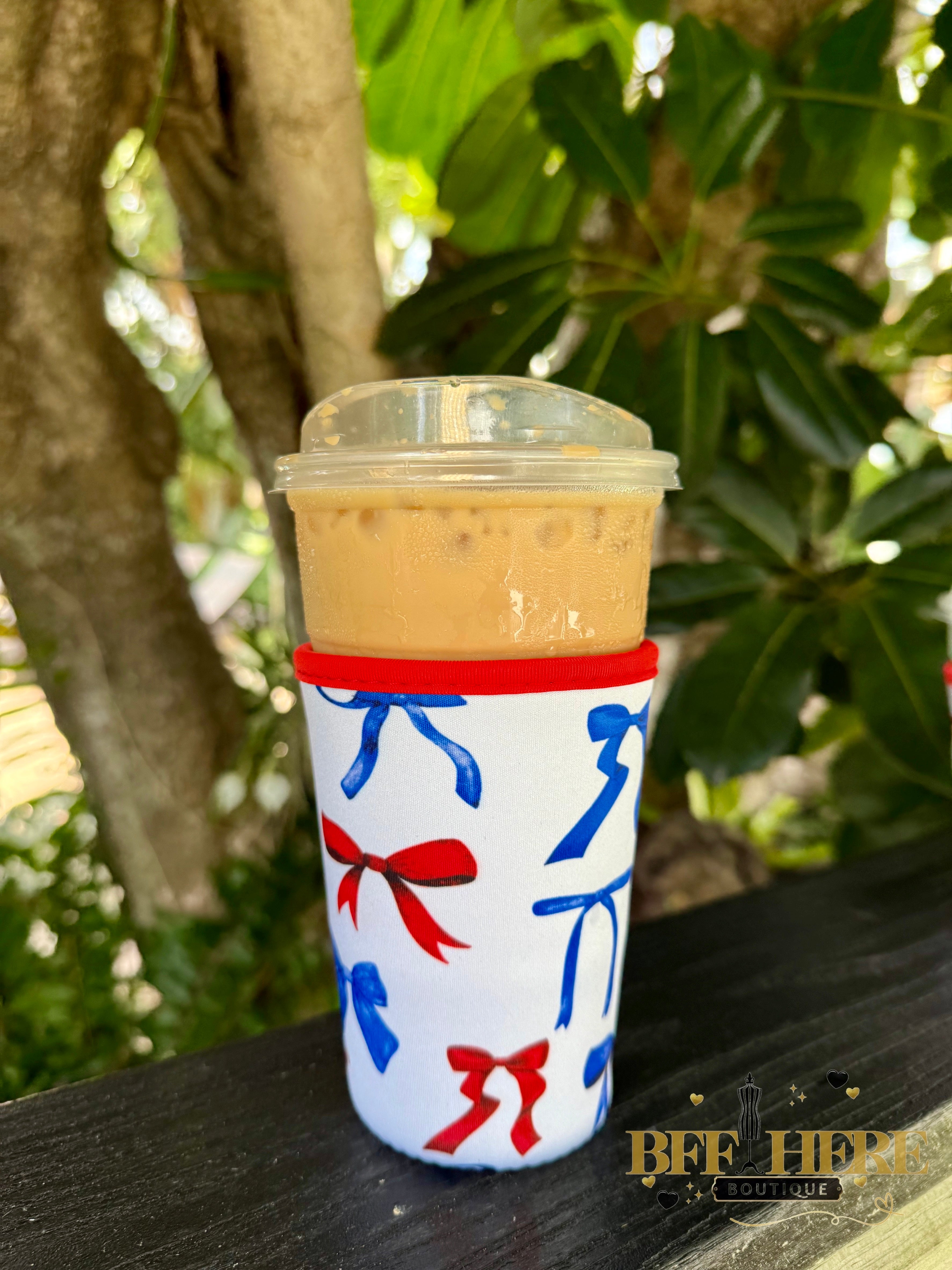 Drink Sleeve by Jess Lea / Patriotic Bows  (Choice of Size) - BFF Here