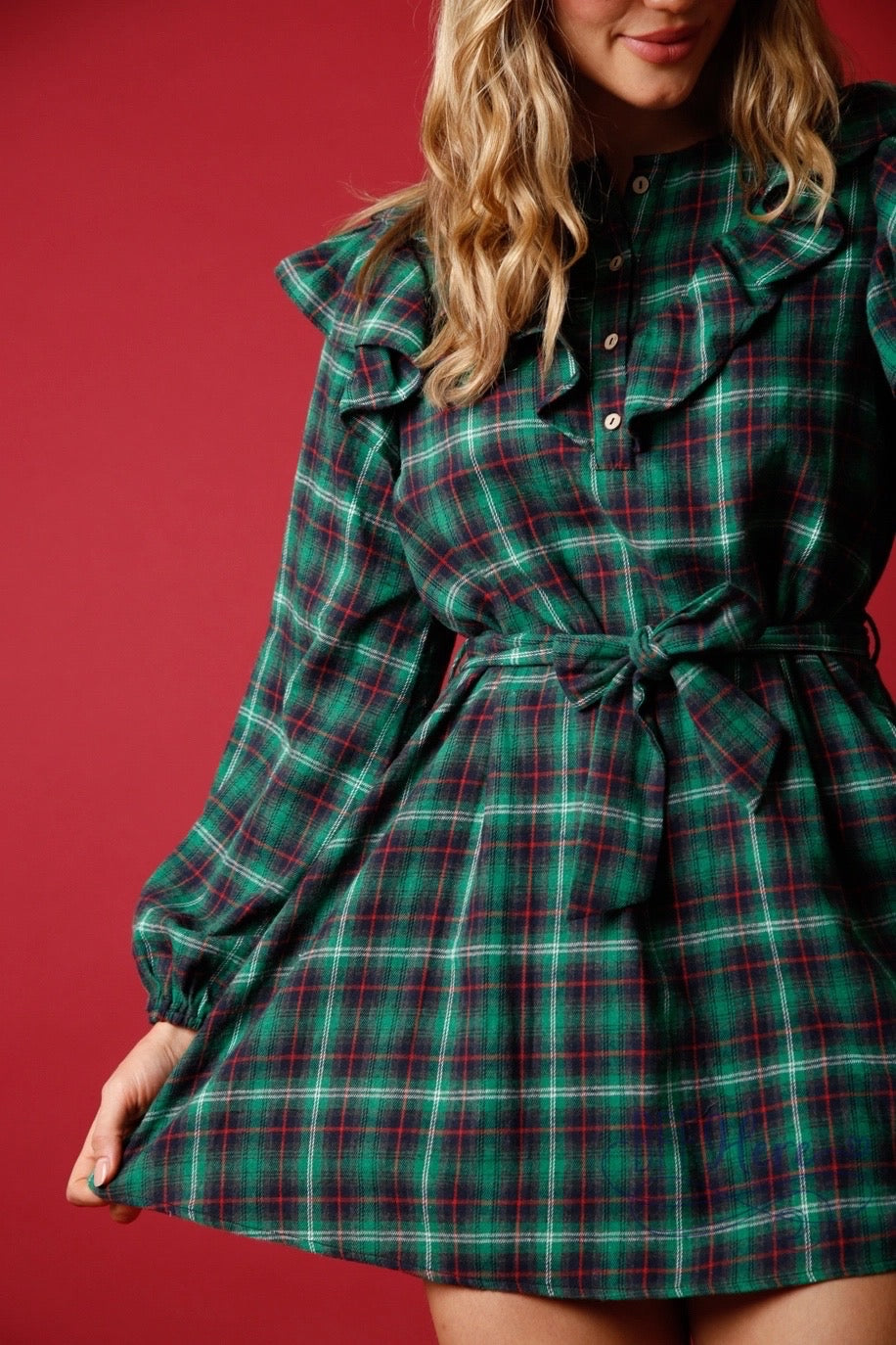 Checkmate Chic: Ruffled Plaid Mini Dress - BFF Here