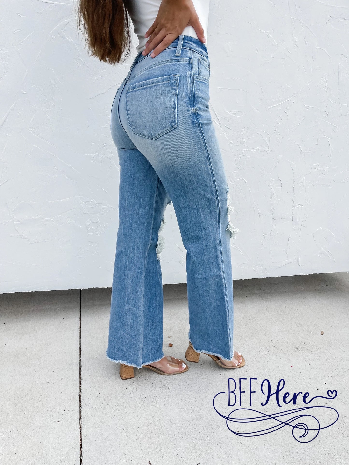 PREORDER: Lightwash Distressed Jeans by Blakeley (Ships Middle of December) - BFF Here