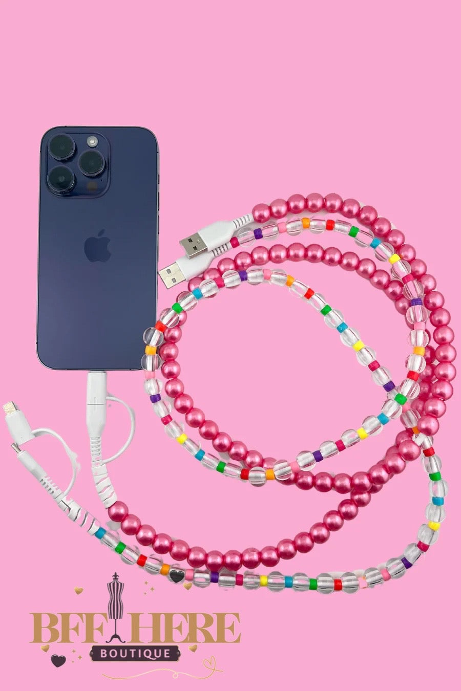 2 in 1 Beaded USB Charger by Jess Lea / Choice of Color - BFF Here