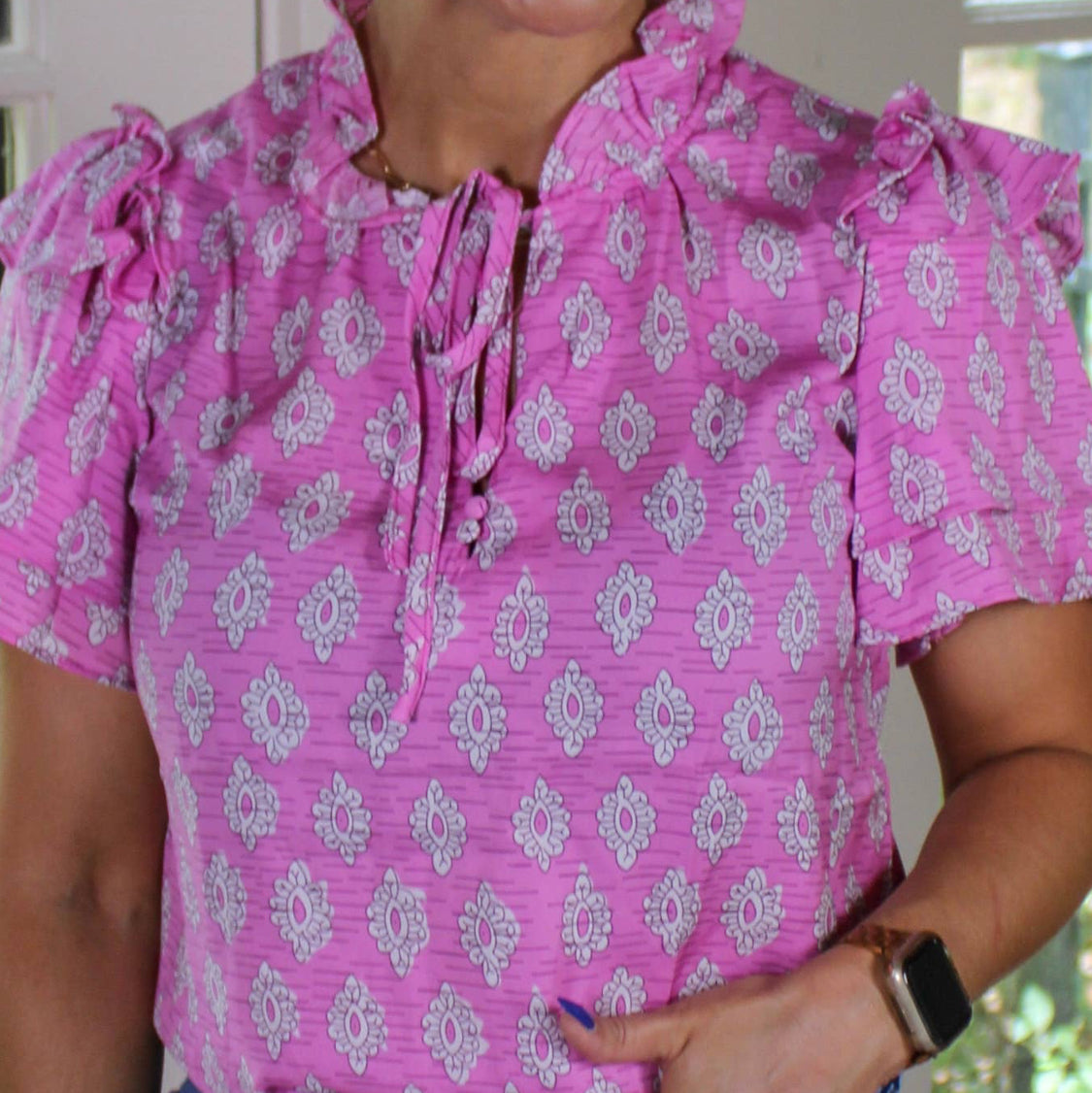 Rosy Radiance Ruffle Top - BFF Here