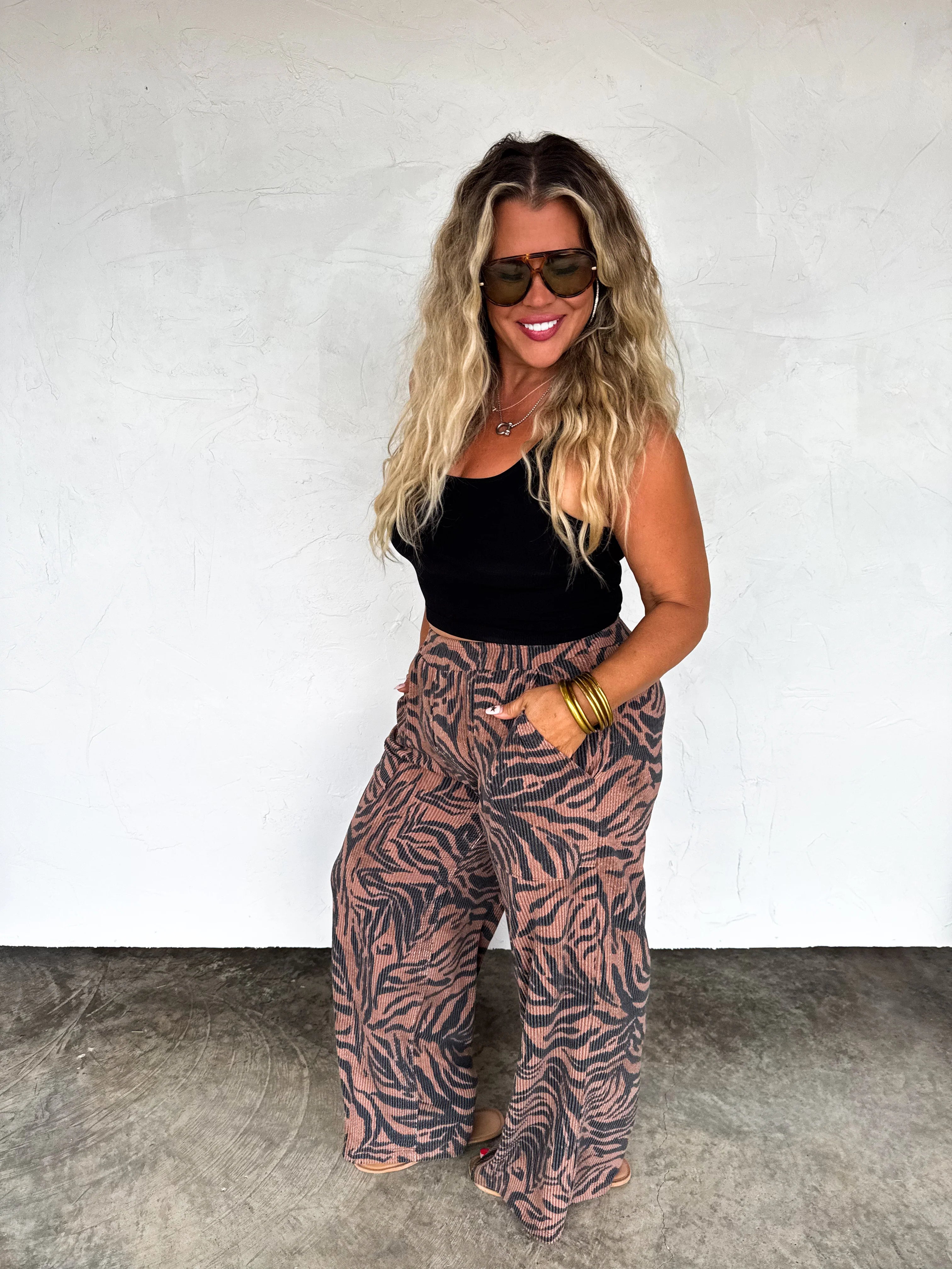 PREORDER: Haddie Zebra Wide Leg Pants by Blakeley (ETA: Beginning of November) - BFF Here