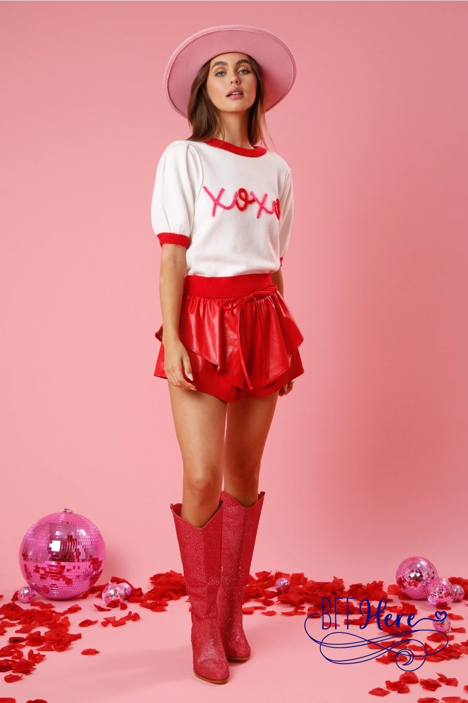 Chic Hugs & Kisses: Color Block XOXO Lurex Embroidery Sweater - BFF Here