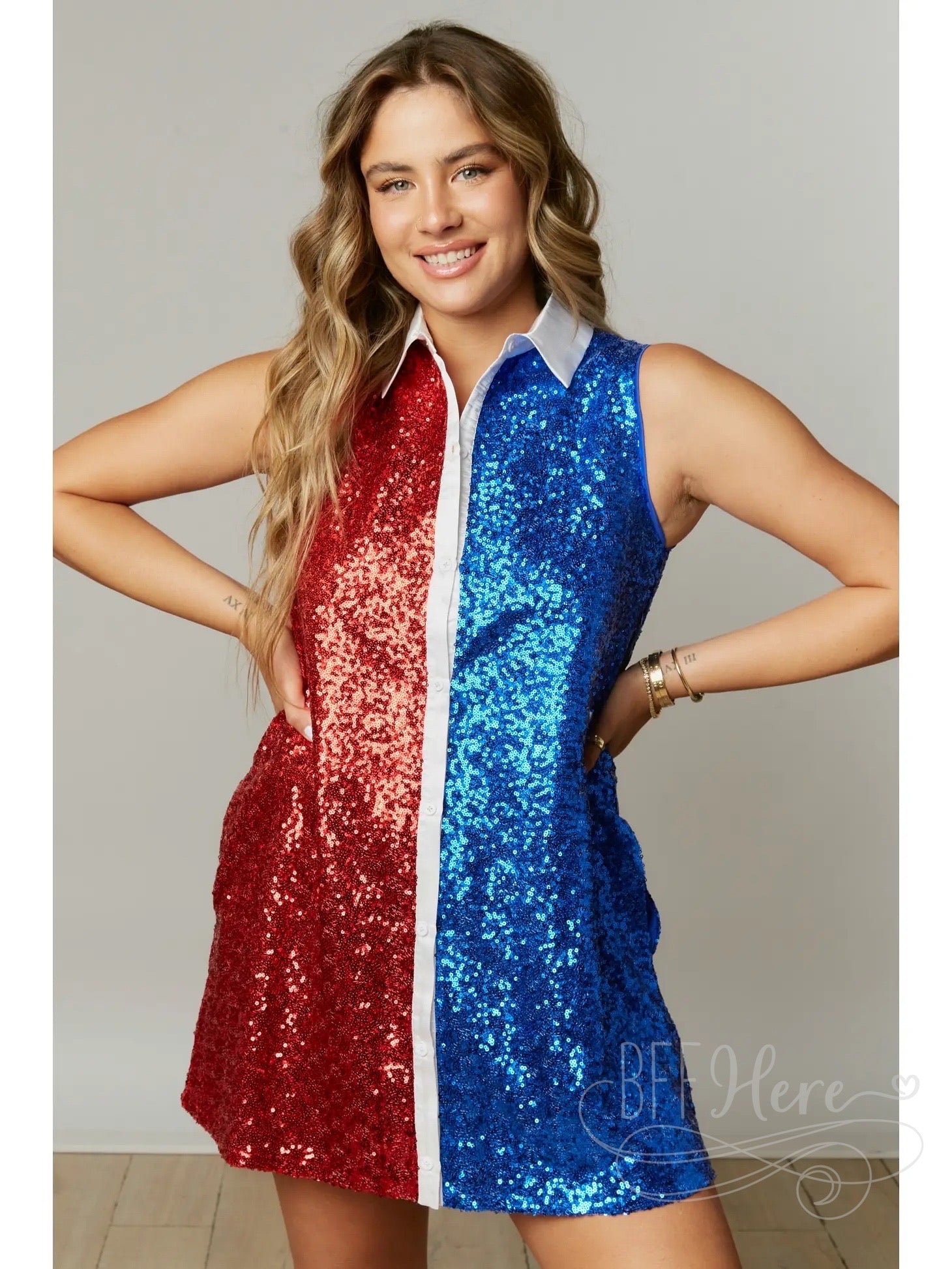 Dazzle in Color: Sequin Block Party Mini Dress - BFF Here
