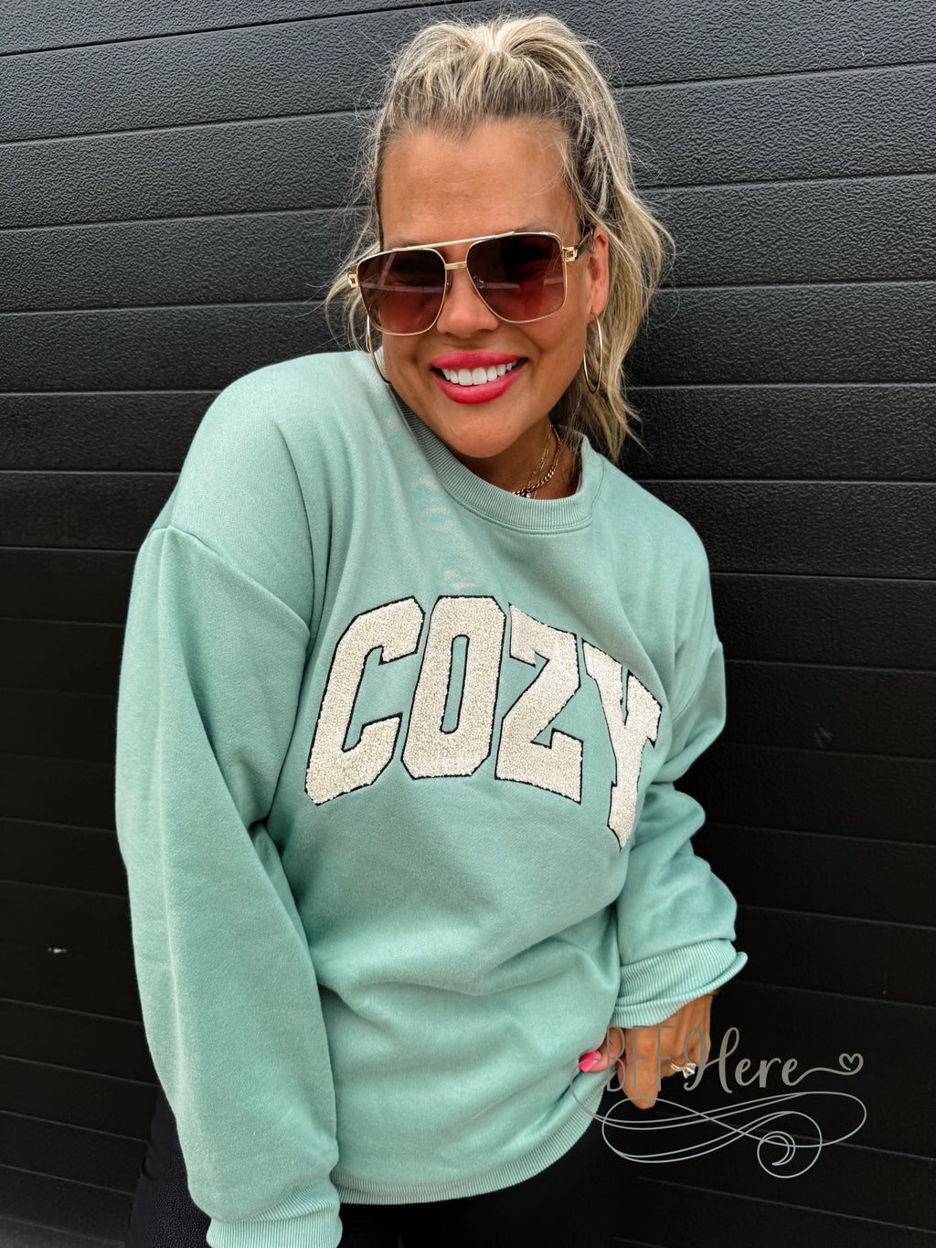 PREORDER: Sherpa Embroidered Sweatshirt by Blakeley (Ships End of September ) - BFF Here