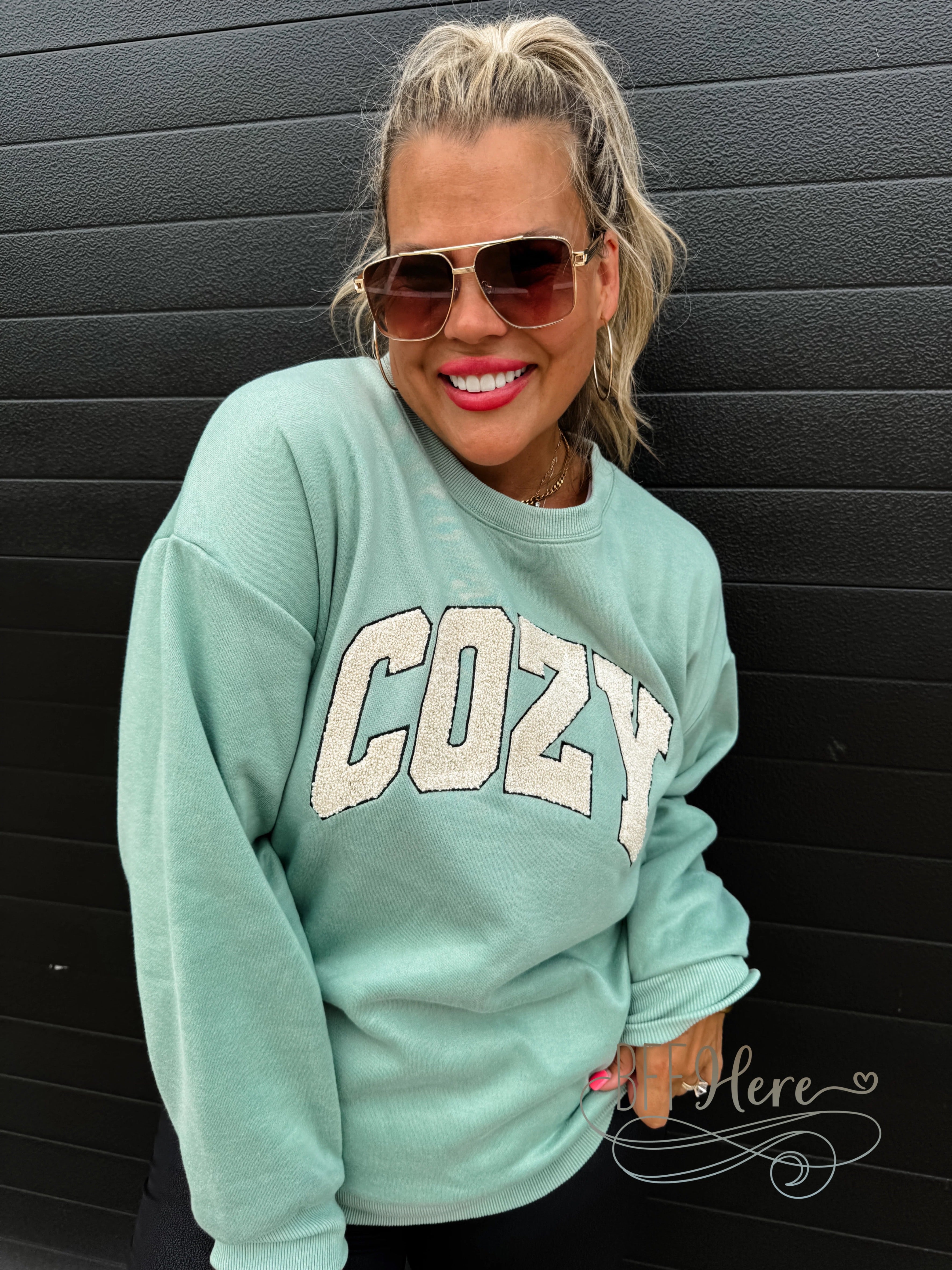 PREORDER: Sherpa Embroidered Sweatshirt by Blakeley (Ships End of September ) - BFF Here