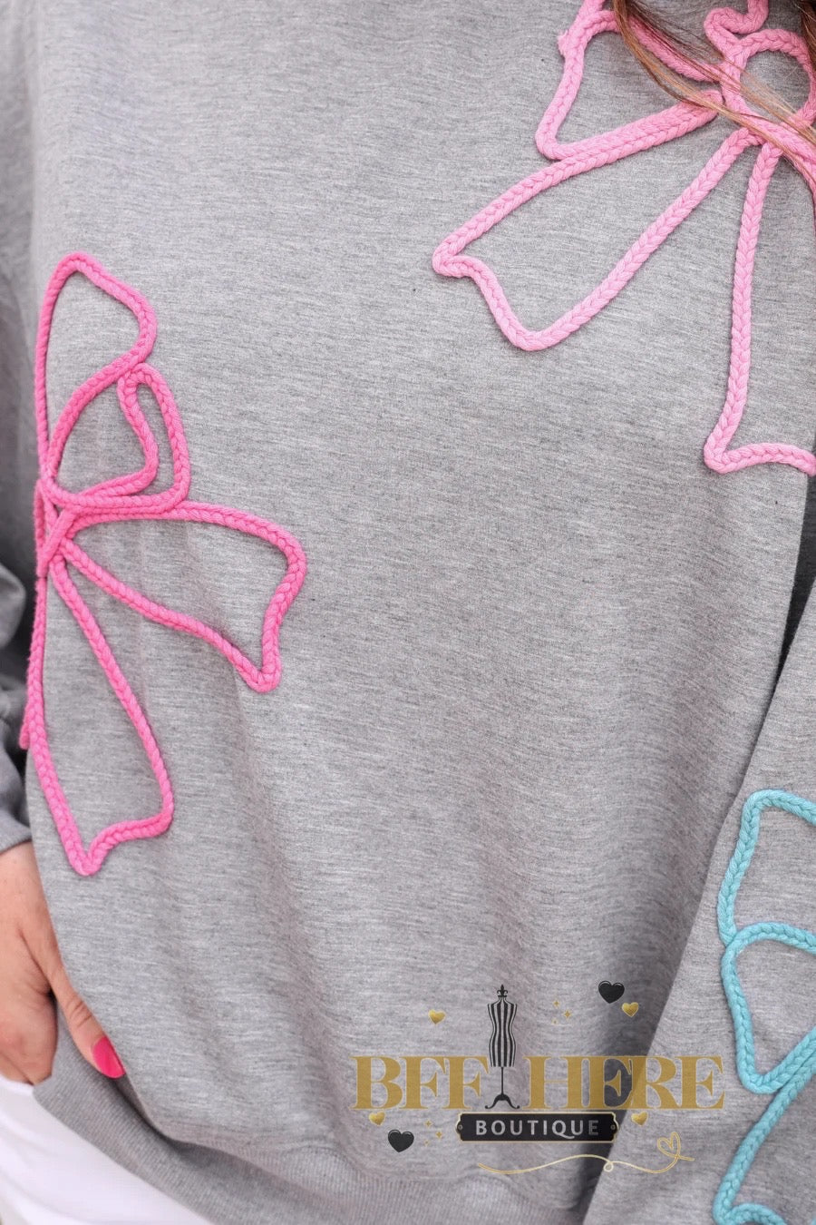 Belle Braided Bow Sweatshirt - BFF Here