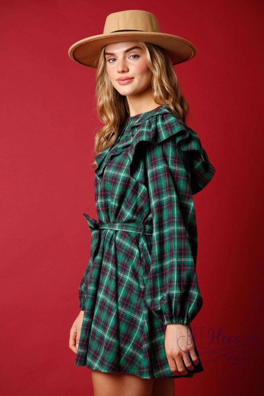 Checkmate Chic: Ruffled Plaid Mini Dress - BFF Here