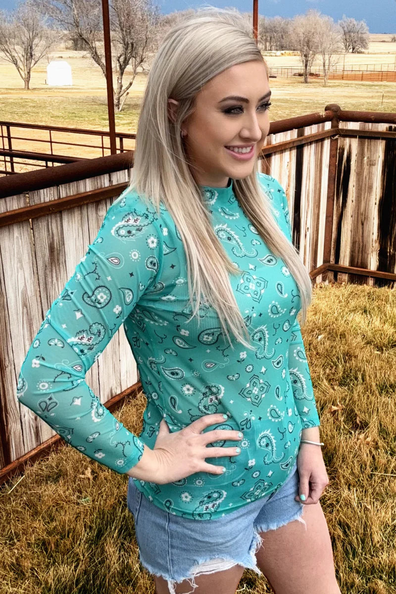 Bandana Babe Mesh Top / Turquoise by Sterling Kreek - BFF Here