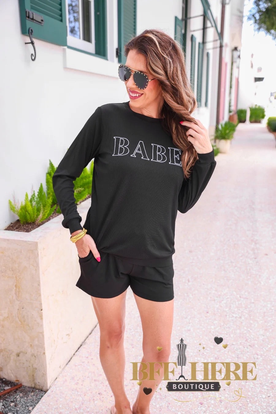 Babe Embroidered Ribbed Set by Jess Lea - BFF Here