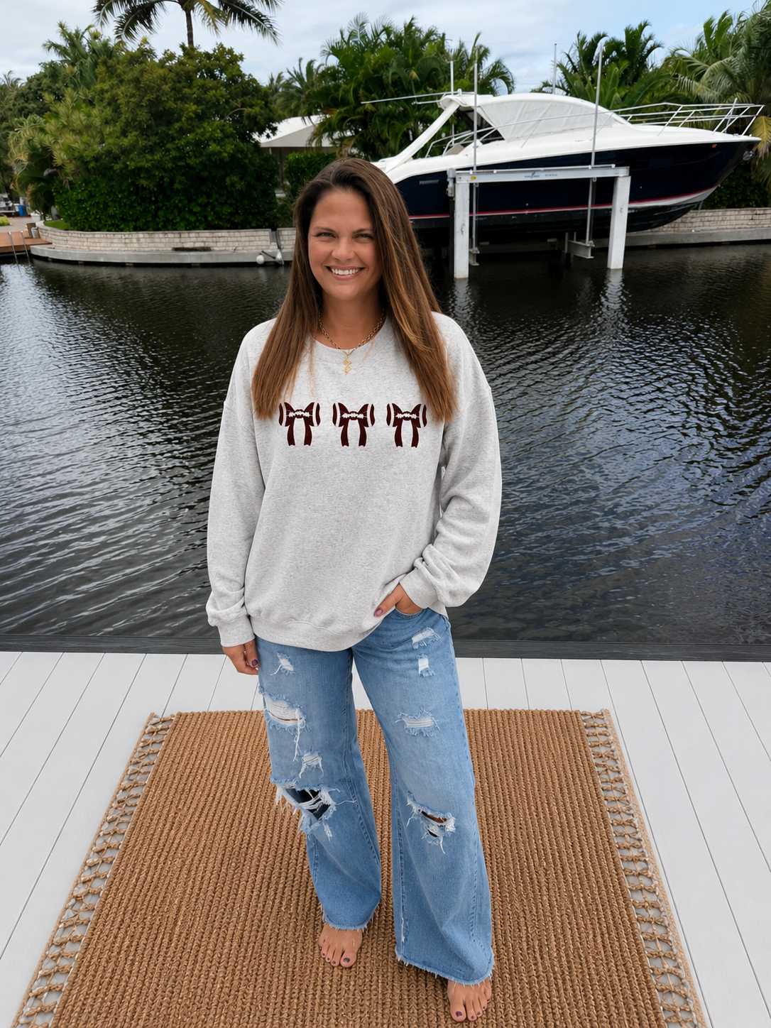 PREORDER: Game Day Bow Embroidered Sweatshirt (ETA: August)