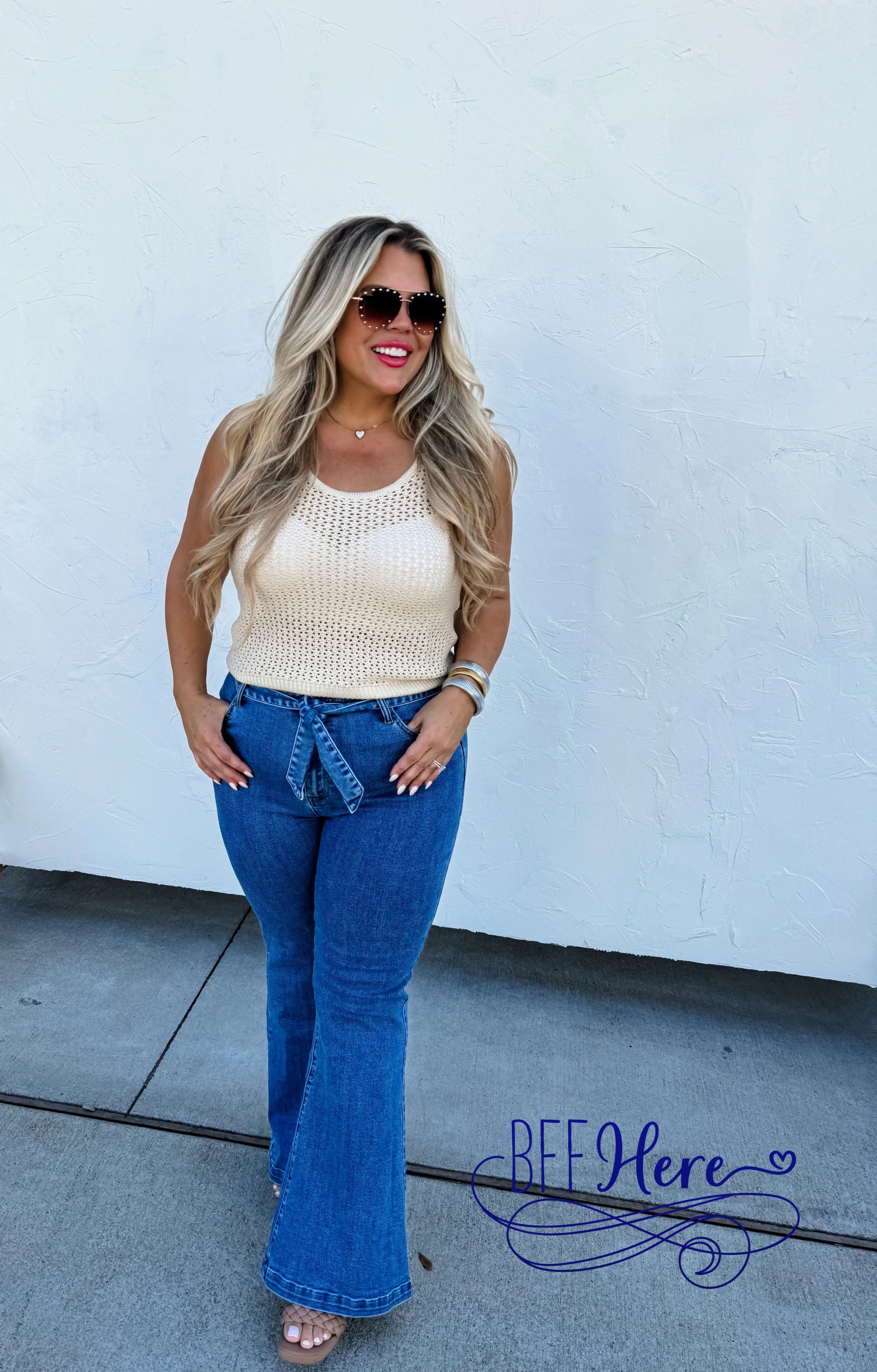 PREORDER:  Belted Bliss: Fashion-Forward Tie-Waist Jeans by Blakeley (Ships Middle of May ) - BFF Here