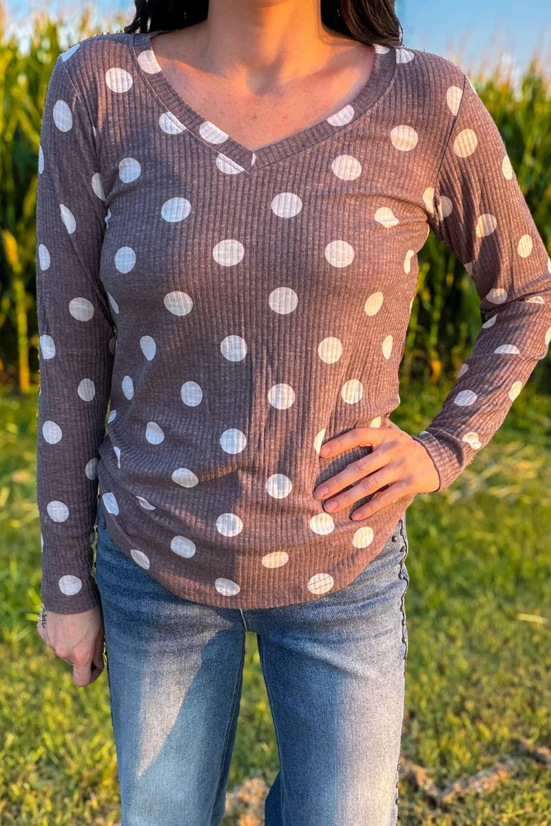 Prairie Polka Top / Chocolate Brown by Sterling Kreek (Ships in 1-2 Weeks)