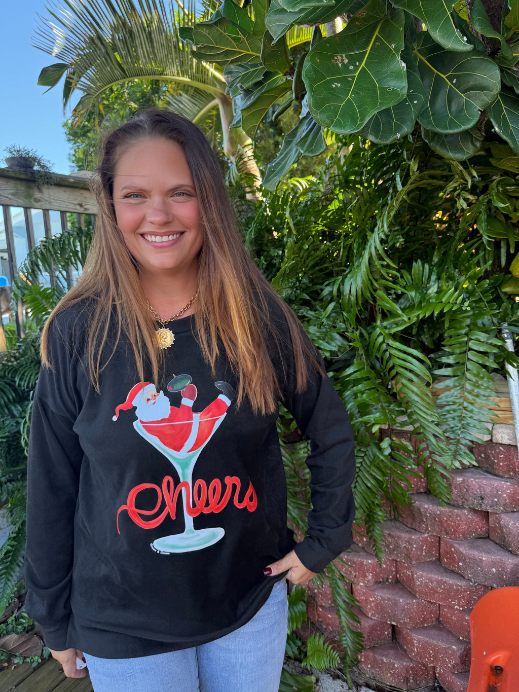 Cheers Santa Crewneck by Grace & Emma - BFF Here