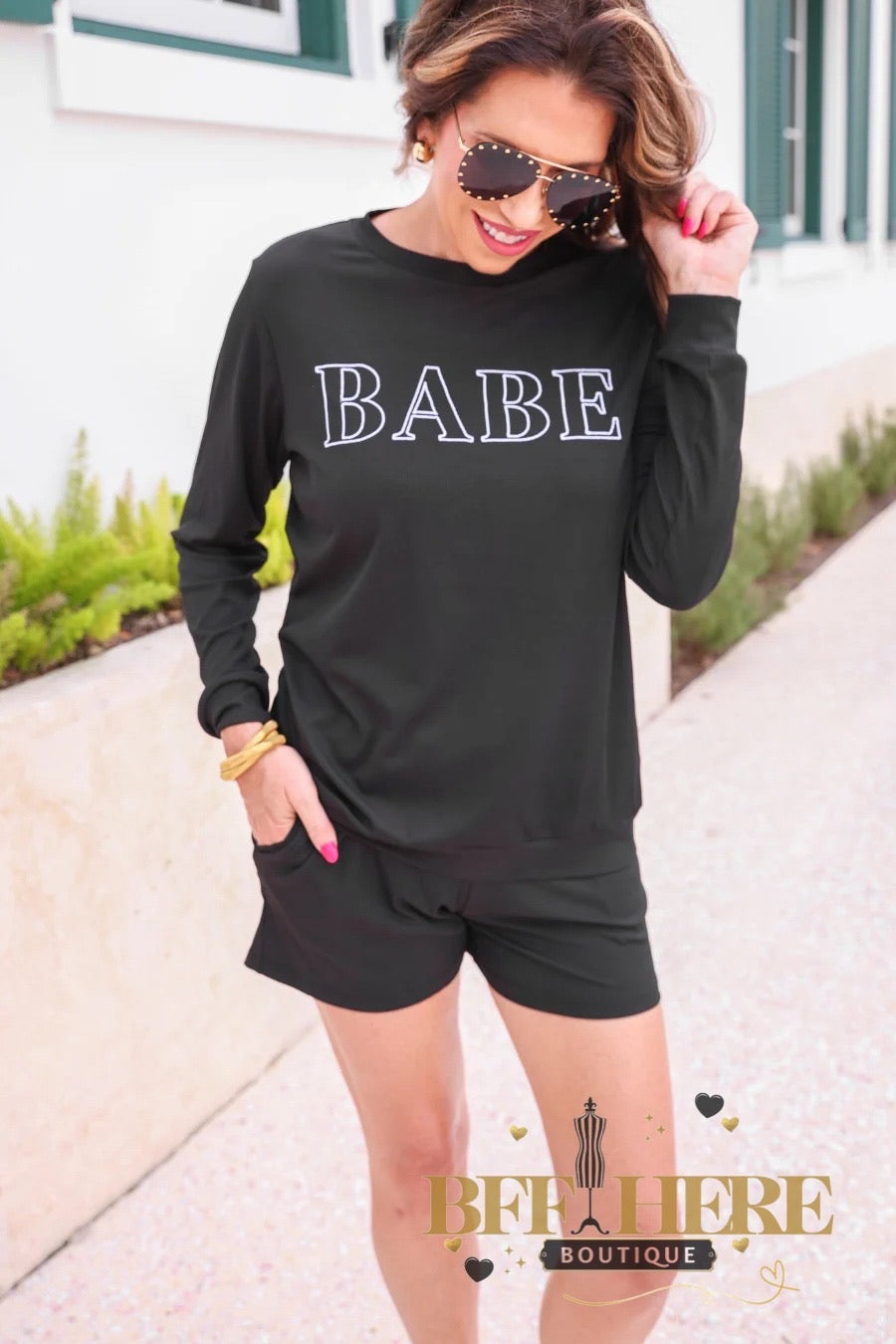 Babe Embroidered Ribbed Set by Jess Lea - BFF Here
