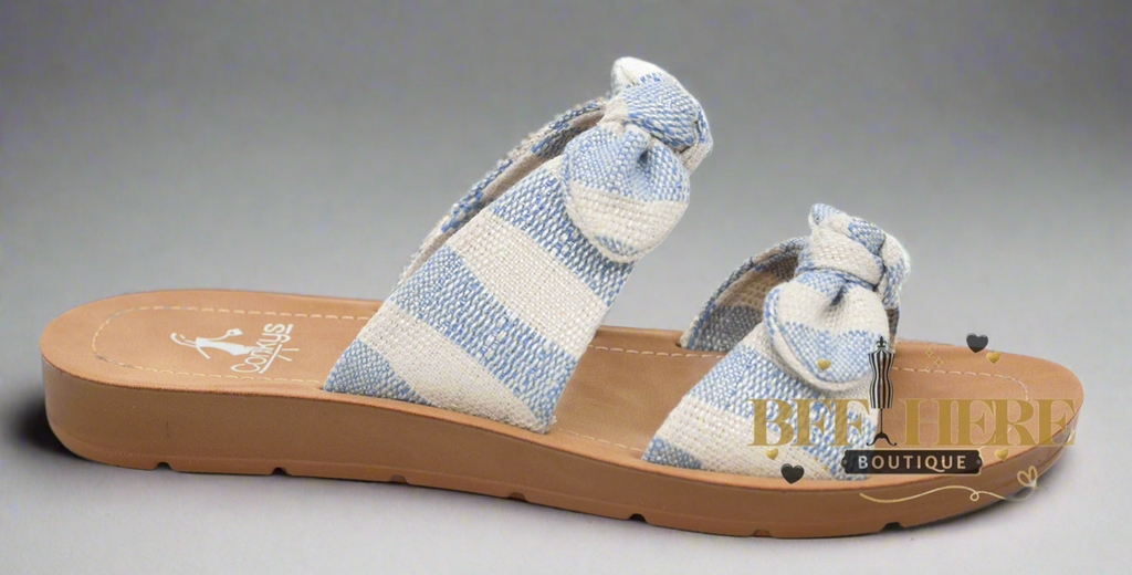 Take A Bow - Blue Natural Stripe by Corkys - BFF Here