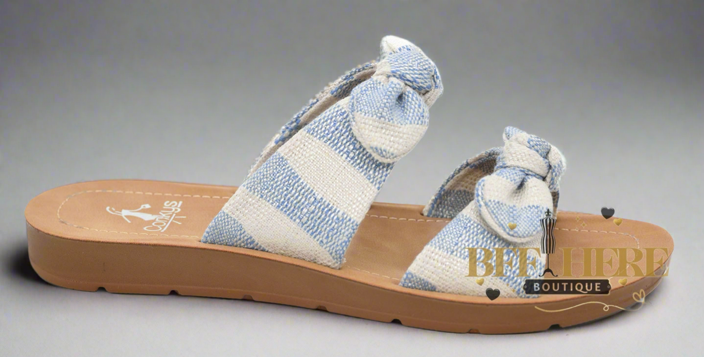 Take A Bow - Blue Natural Stripe by Corkys - BFF Here