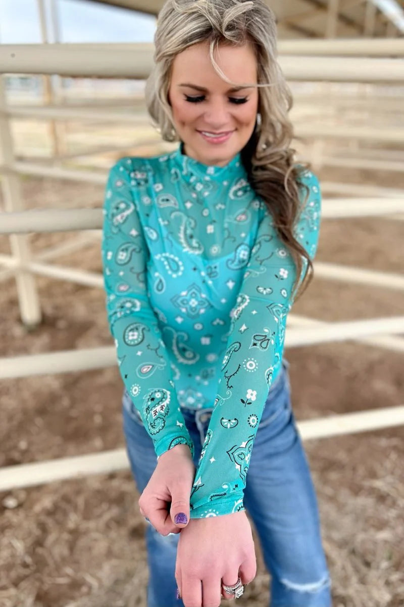 Bandana Babe Mesh Top / Turquoise by Sterling Kreek - BFF Here