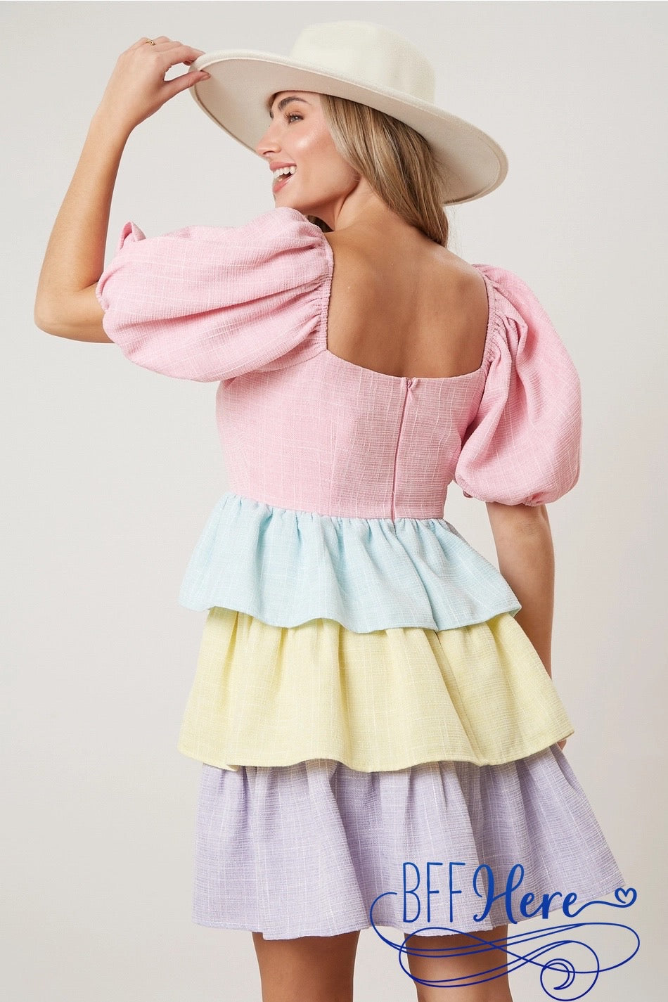 PREORDER: Soft Hues Symphony: Pastel Color Block Button Down Dress (Ships Middle of February) - BFF Here
