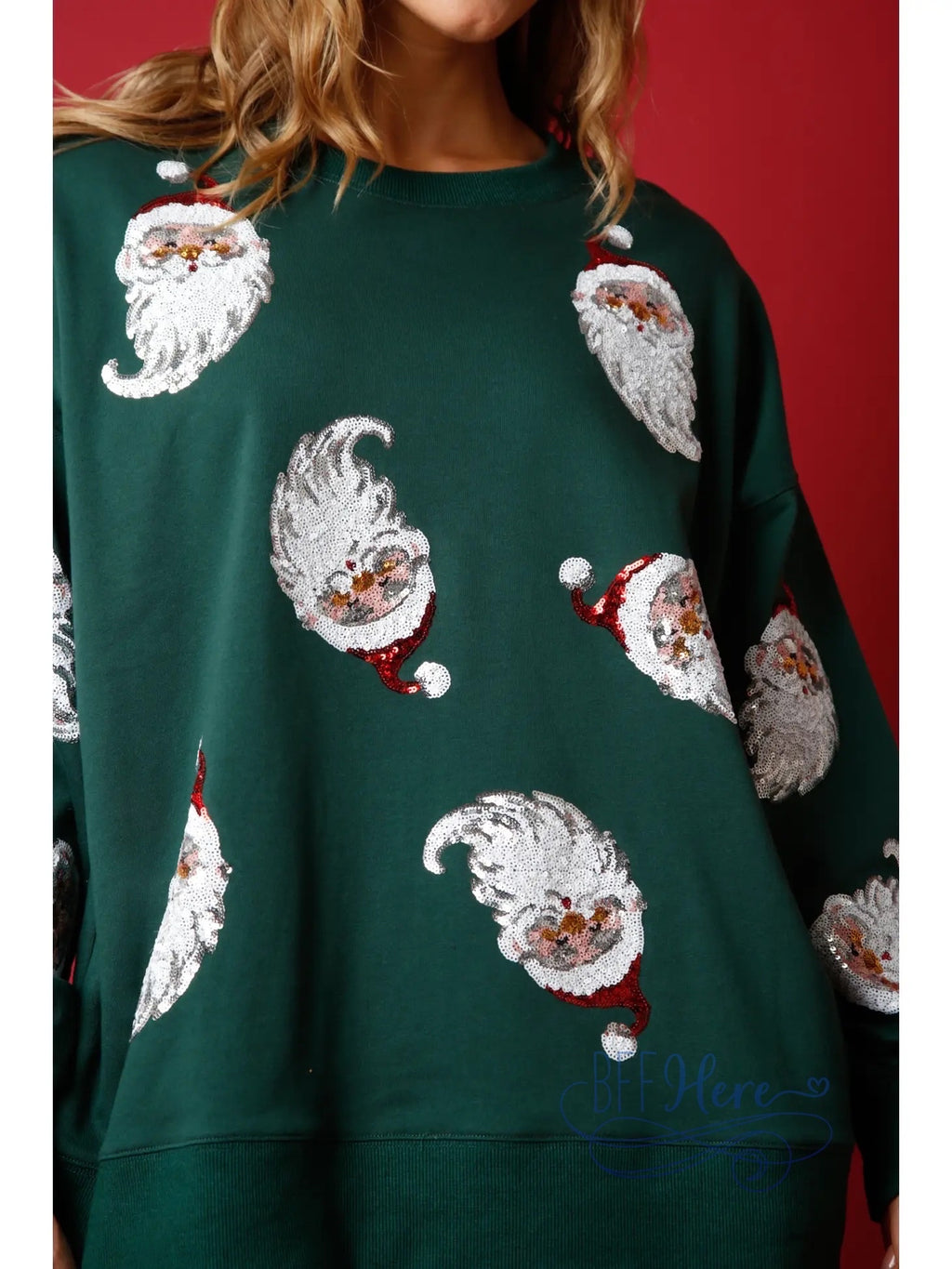 Santa's Sparkle: Sequin Sweatshirt for Holiday Glamour - BFF Here