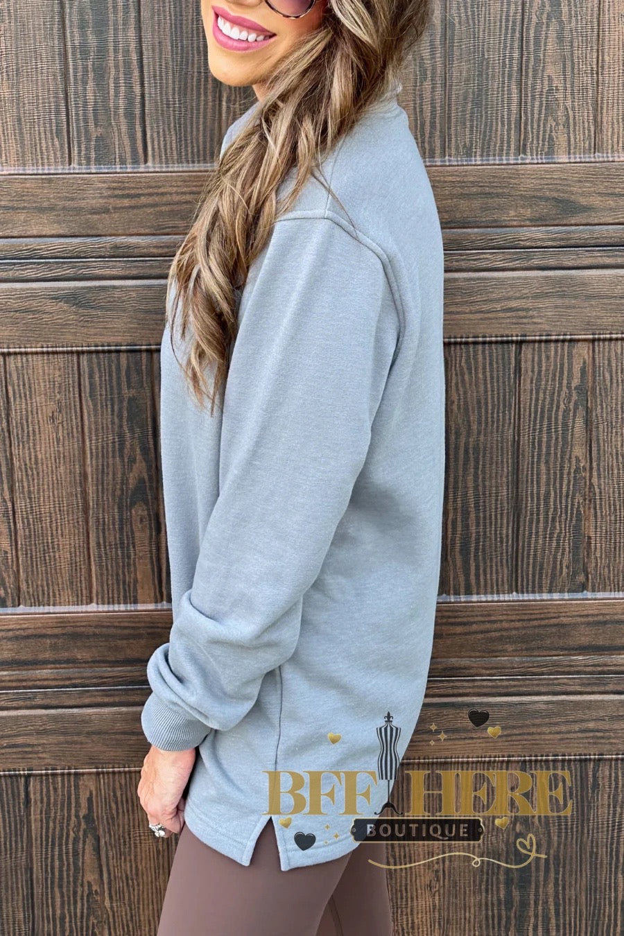 Miley Quarter Zip Pullover by Jess Lea / Gray - BFF Here