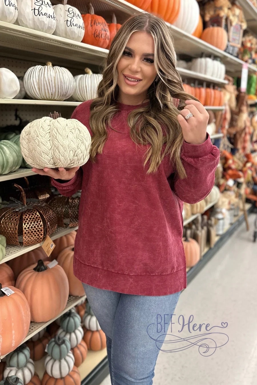 Alexis Corded Vintage Pullover / Choice of Color (Purple Ships Middle of December) - BFF Here