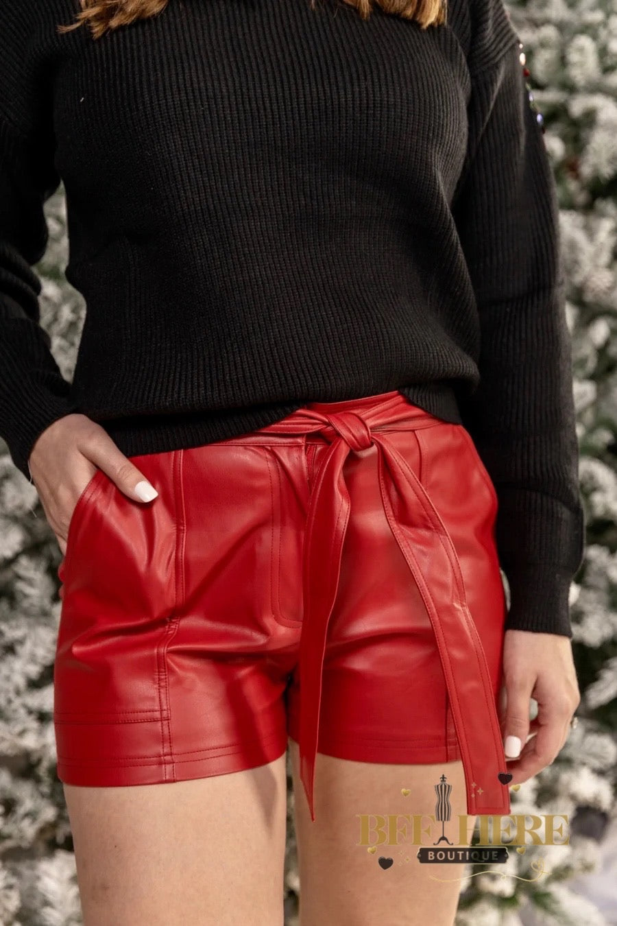 New York Minute Faux Leather Shorts / Red by Jess Lea