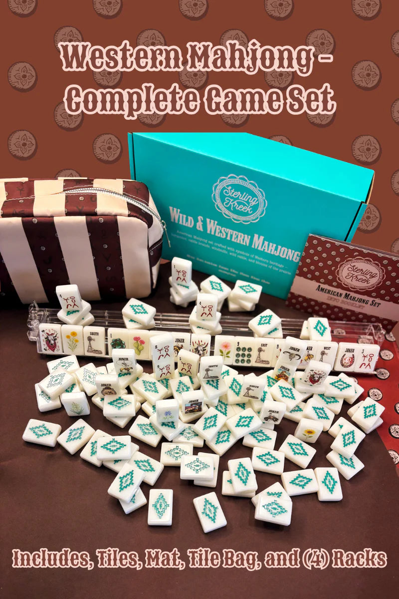 Wild West Mahjong Set, Includes Tile’s, Racks (4), Tile Bag, And Mat by Sterling Kreek - BFF Here