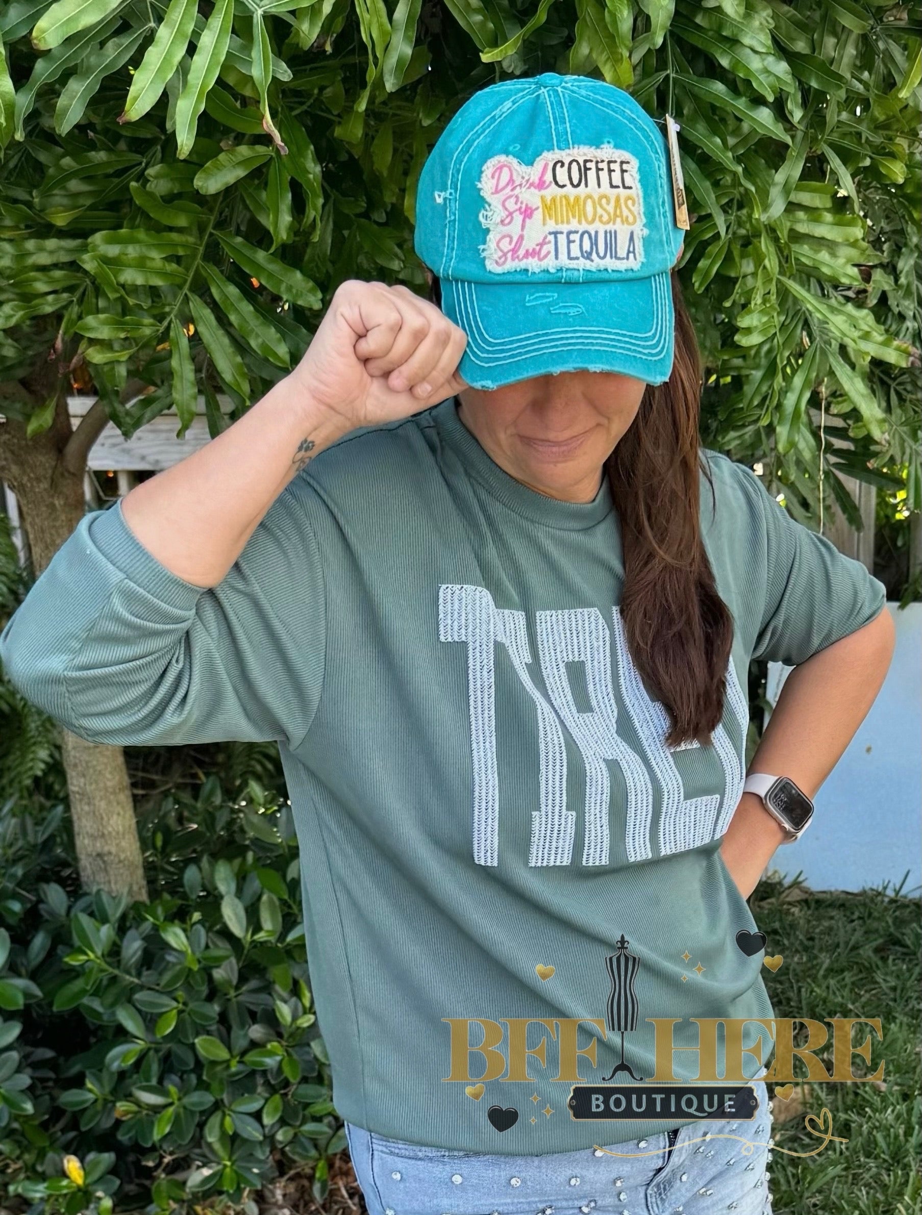 Drink Coffee Sip Mimosa Vintage Hat - BFF Here