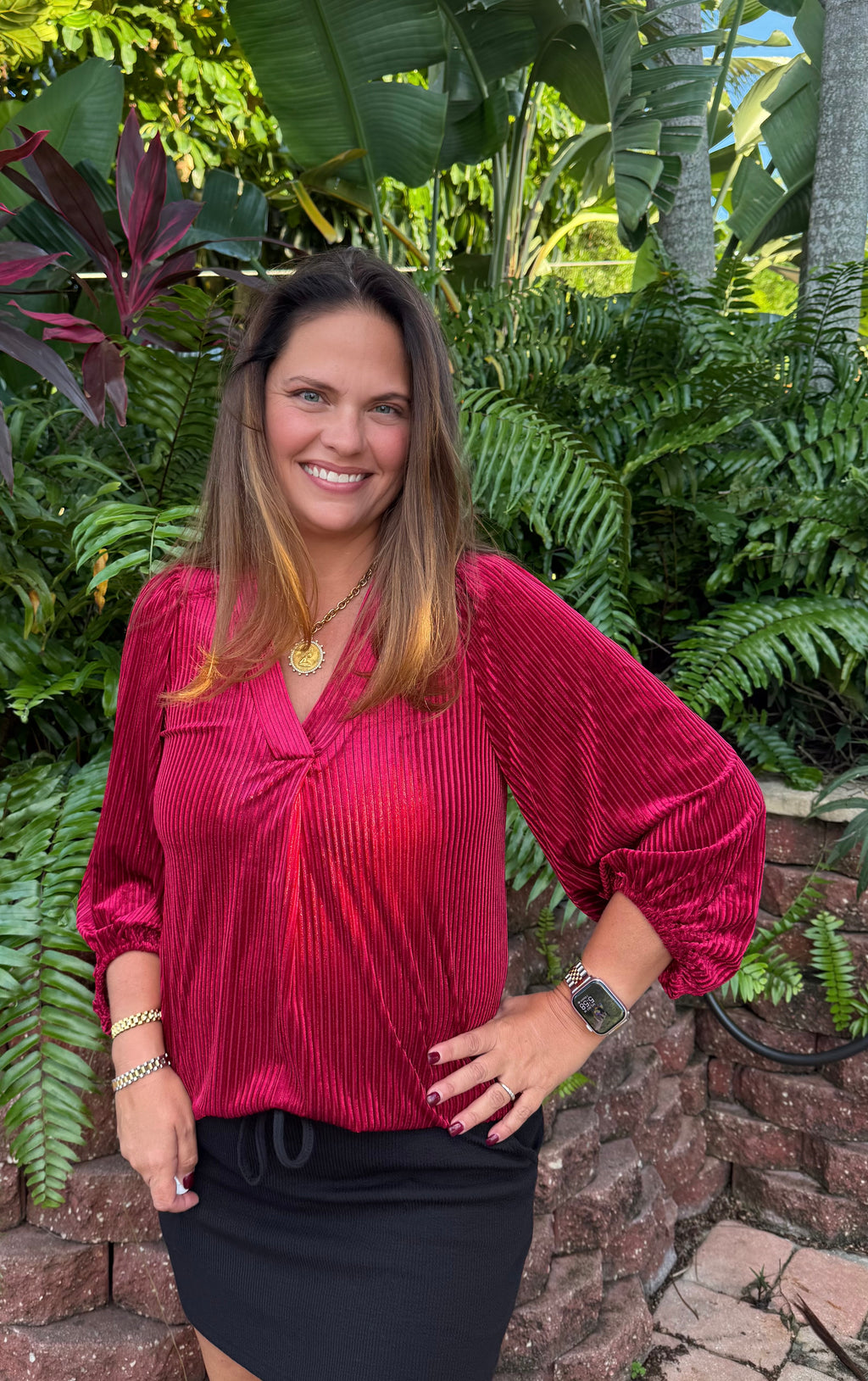 Ivy Velvet Textured Top by Jess Lea / Red - BFF Here