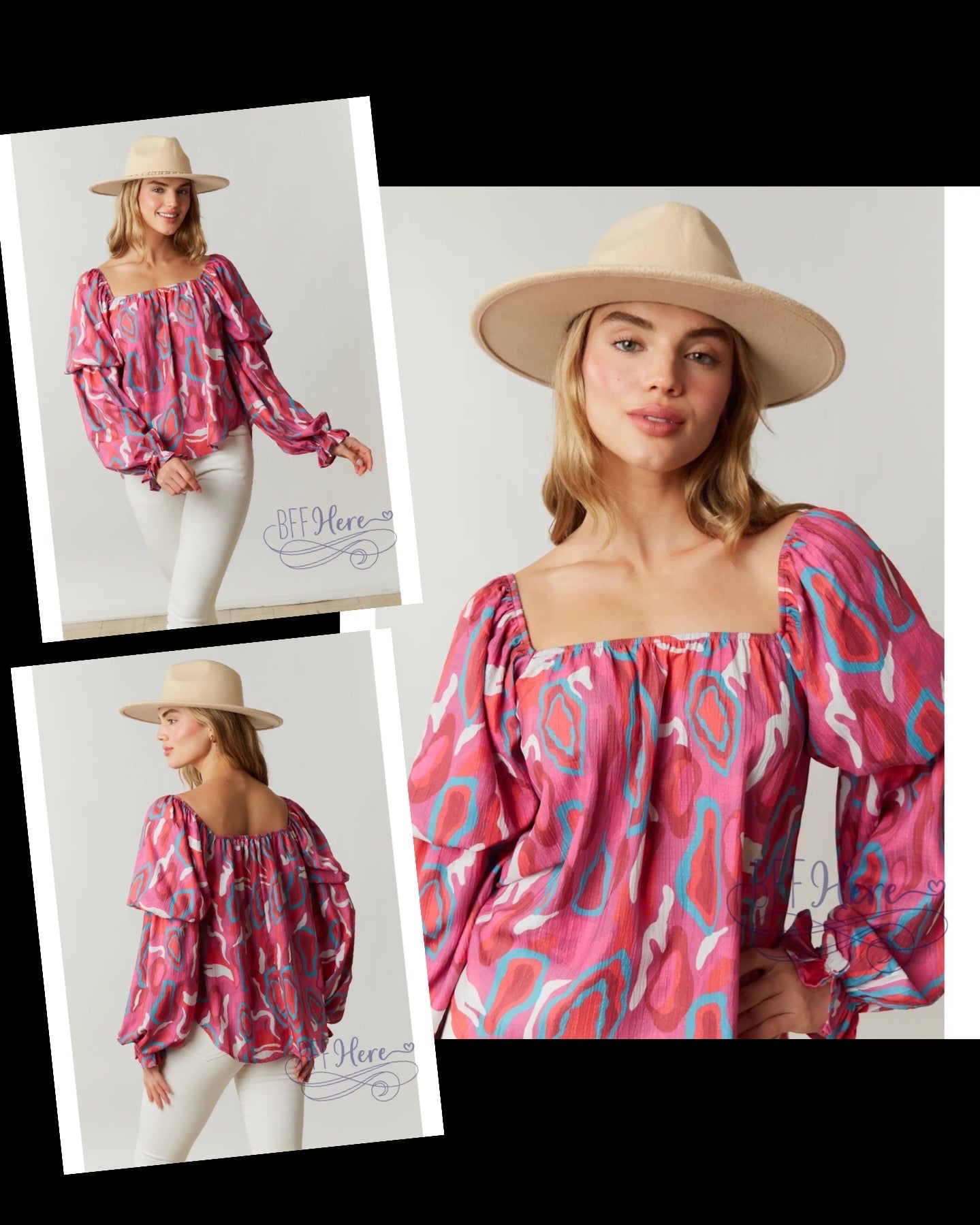 Urban Artistry: Camo Woven Top with Abstract Design - BFF Here